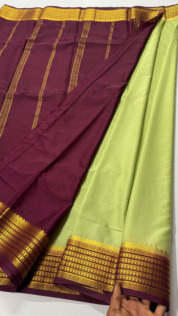Mango Border Semi Mysore Crepe Silk Saree