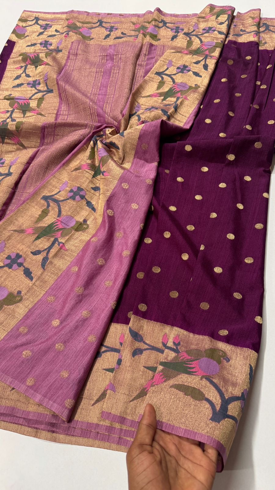 Super premium quality Tussar Georgette- Parrot Motif- VARAHI054