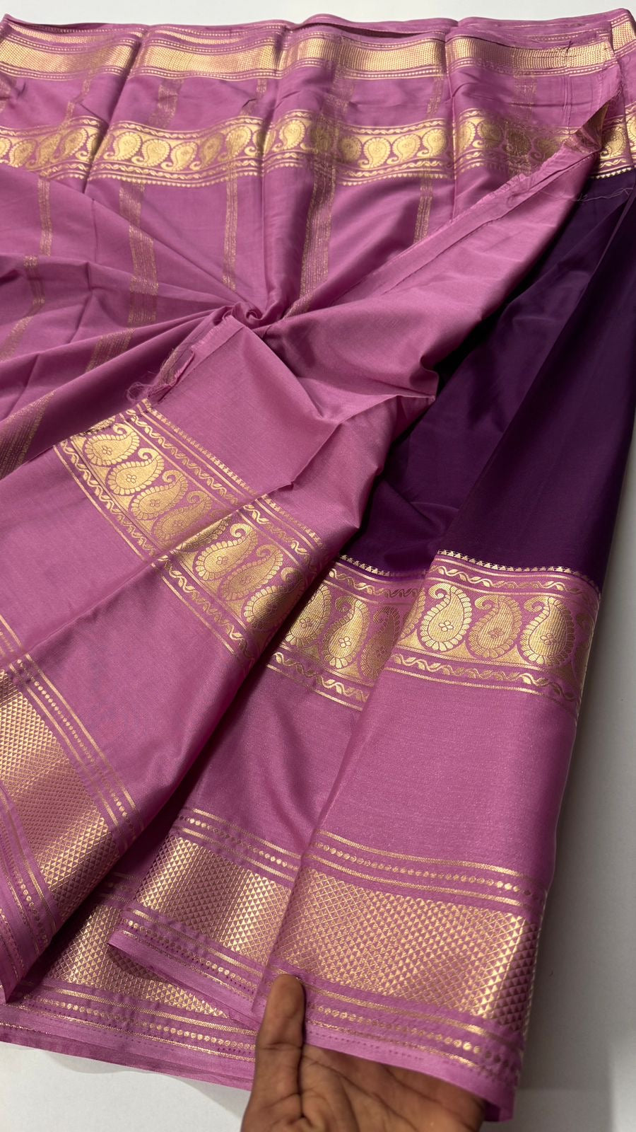 Mysore Crepe Silk Saree - Big Bentex Mango- VARAHI011