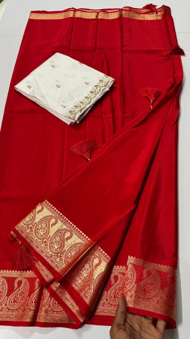 Mysore crepe mango border washable