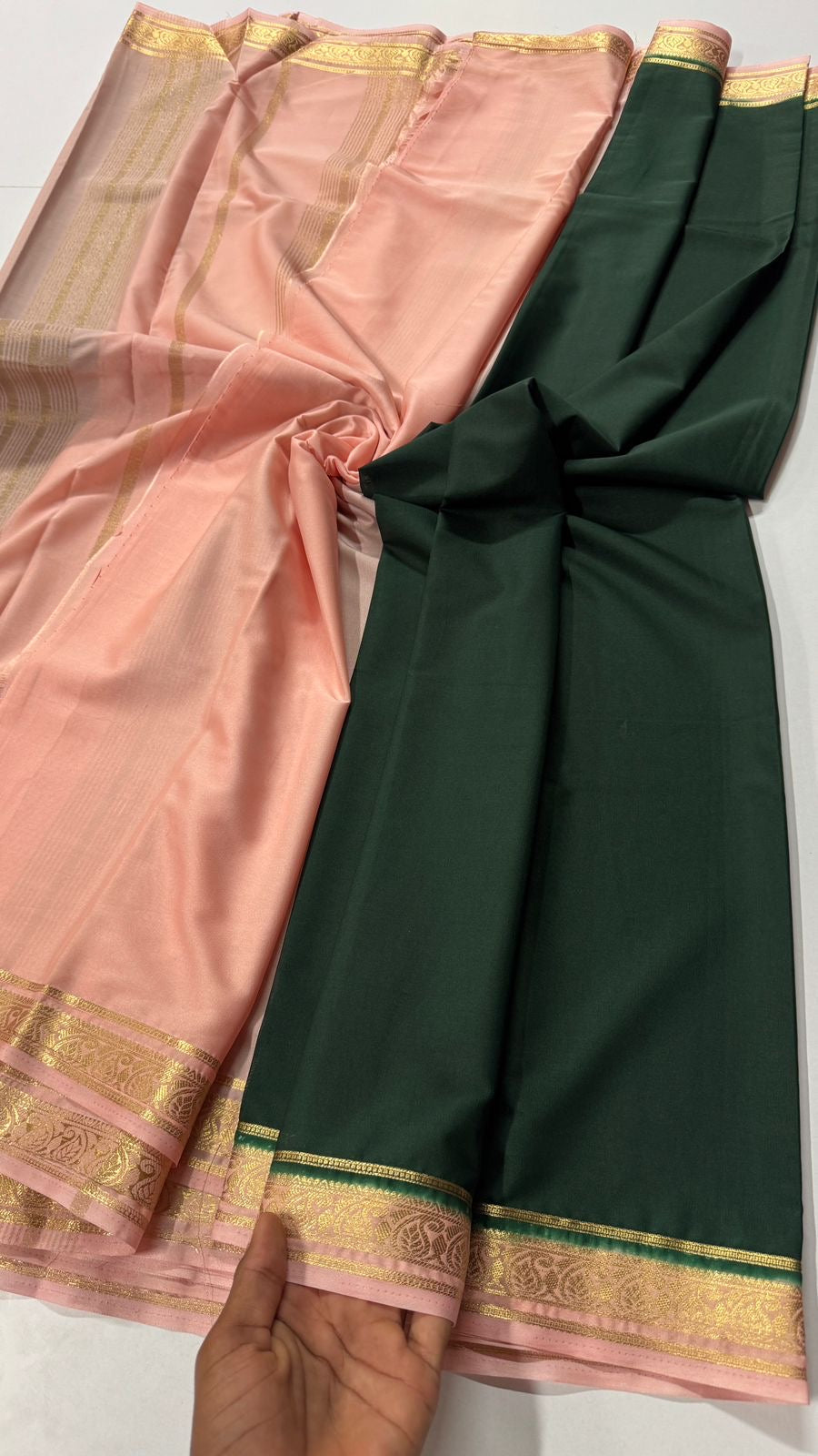 1.5 inch gold zari semi Mysore crepe contrast- VARAHI053