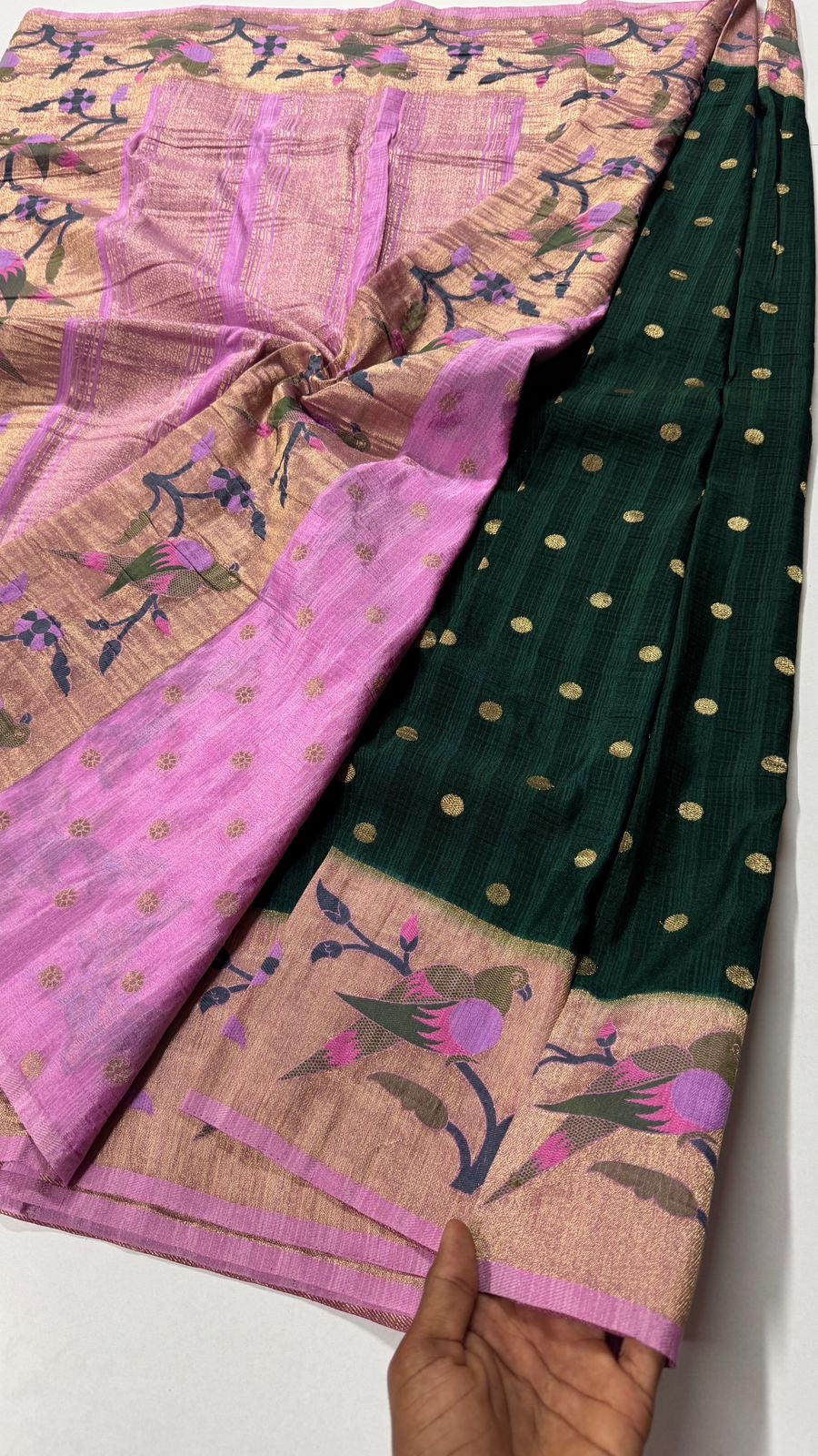 Super premium quality Tussar Georgette- Parrot Motif- VARAHI054