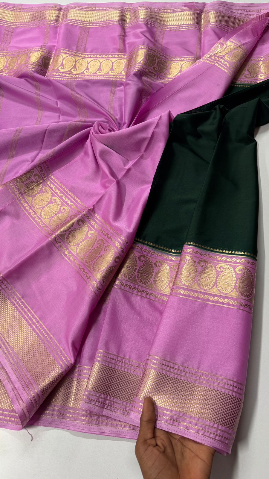 Mysore Crepe Silk Saree - Big Bentex Mango- VARAHI011