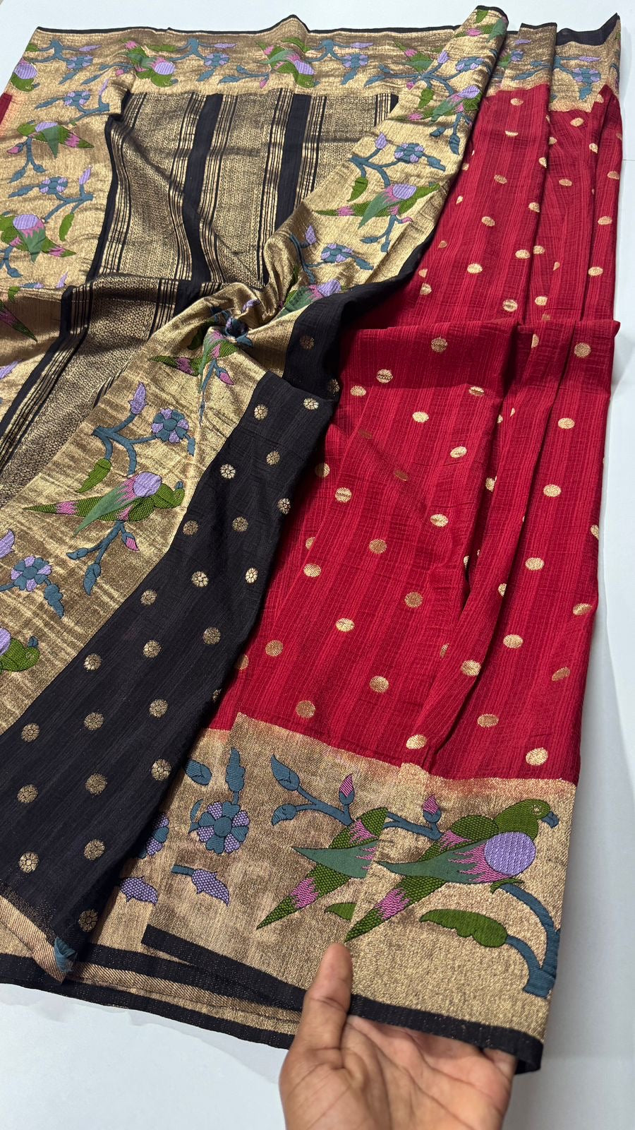 Super premium quality Tussar Georgette- Parrot Motif- VARAHI054