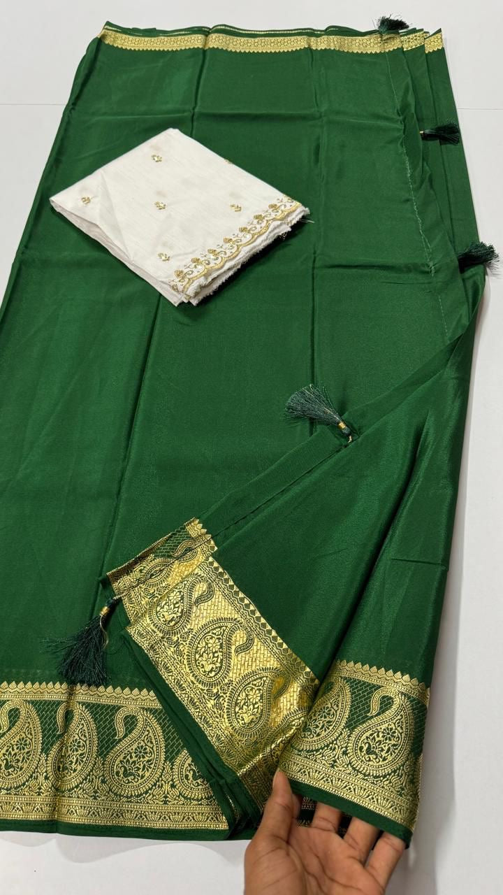 Mysore crepe mango border washable