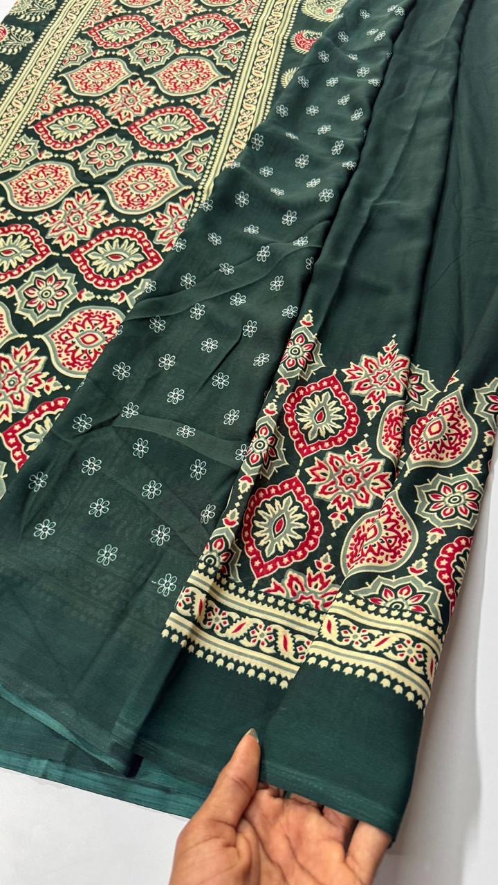 Ajrak-printed georgette fabric- VARAHI051
