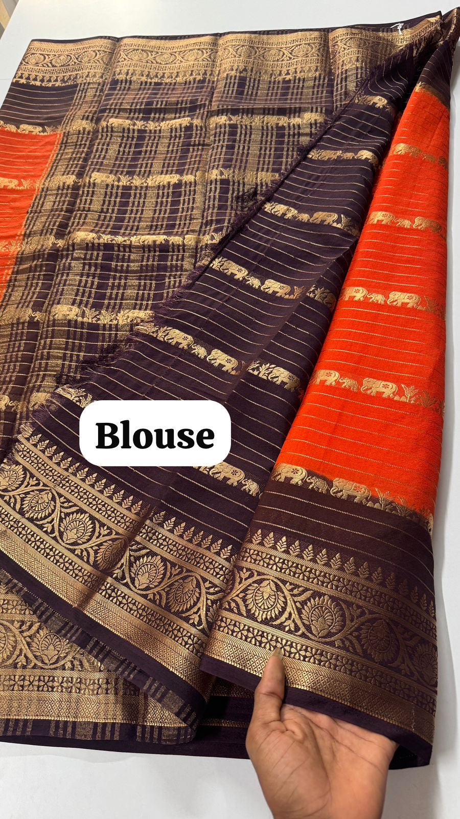 Georgette Crepe Beauty — Elephant with chic horizontal stripes