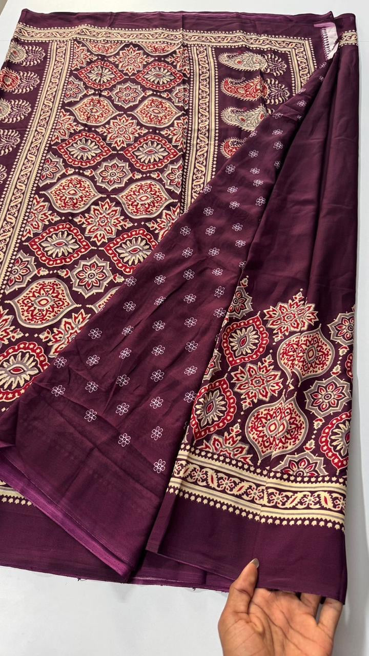 Ajrak-printed georgette fabric- VARAHI051
