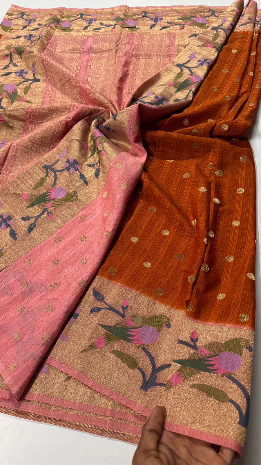 Super premium quality Tussar Georgette- Parrot Motif- VARAHI054