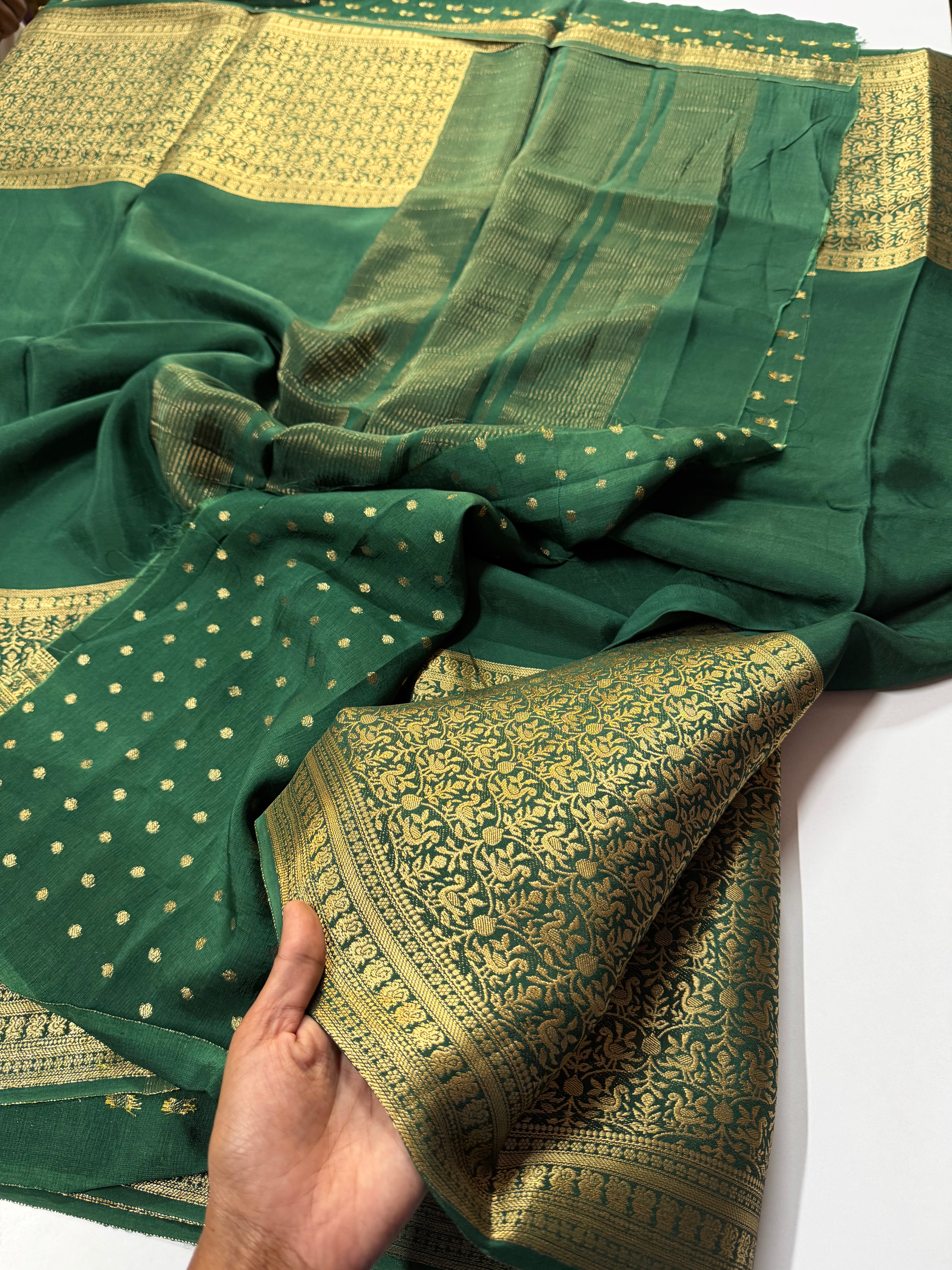 Peacock gold zari woven Pure Viscose Saree-VARAHI099