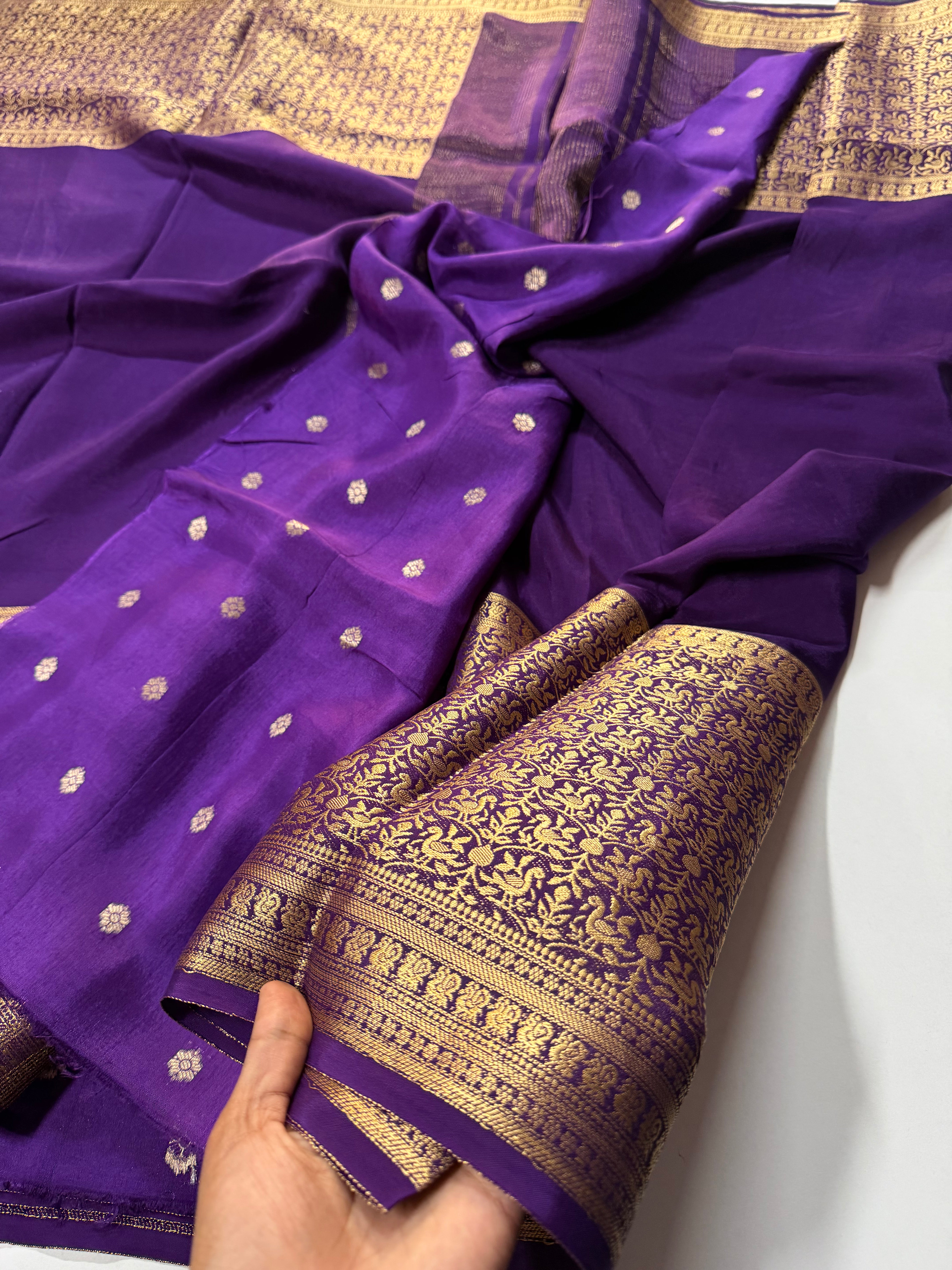 Peacock gold zari woven Pure Viscose Saree-VARAHI099