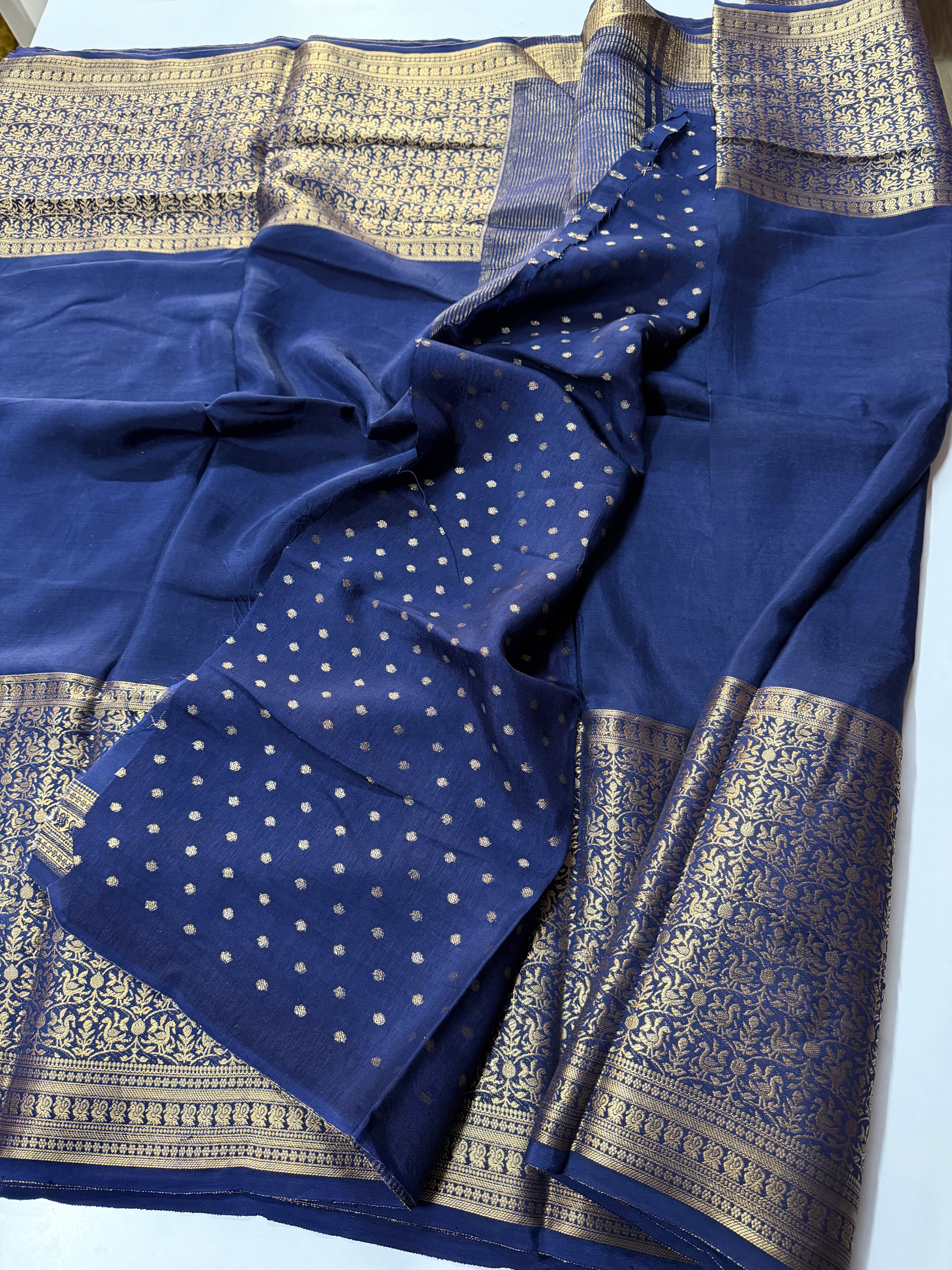 Peacock gold zari woven Pure Viscose Saree-VARAHI099