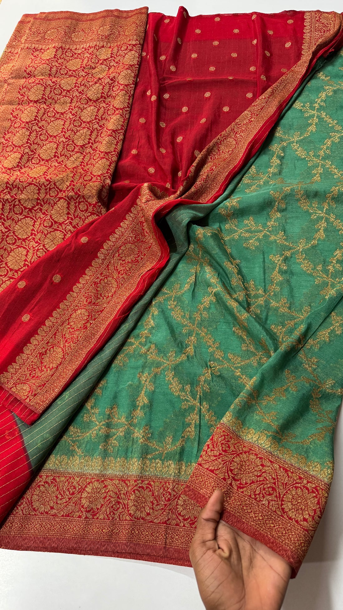 Contrast Khadi Banarasi Jaal Saree-VARAHI063