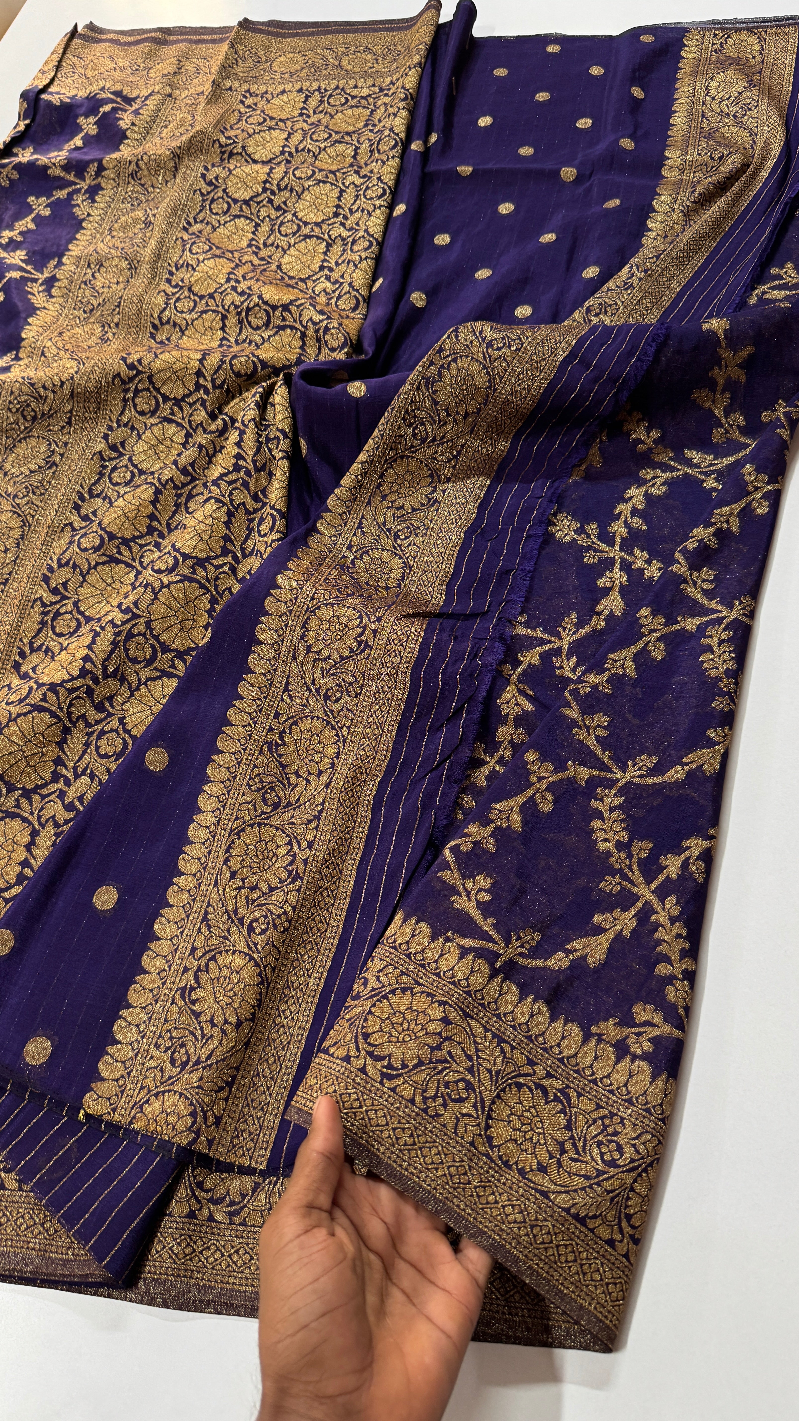 Khadi Georgette Jaal Saree-VARAHI060