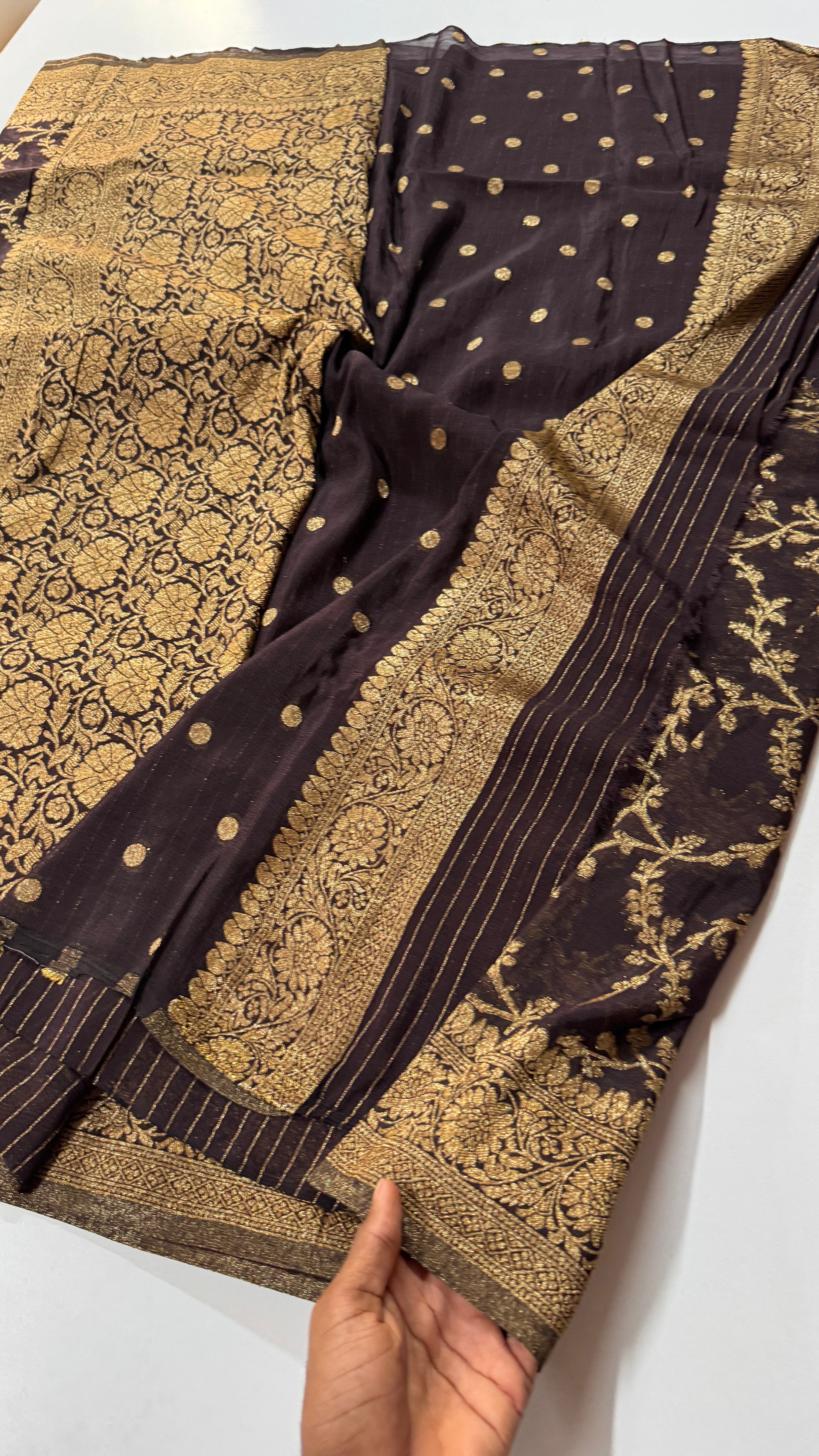 Khadi Georgette Jaal Saree-VARAHI060