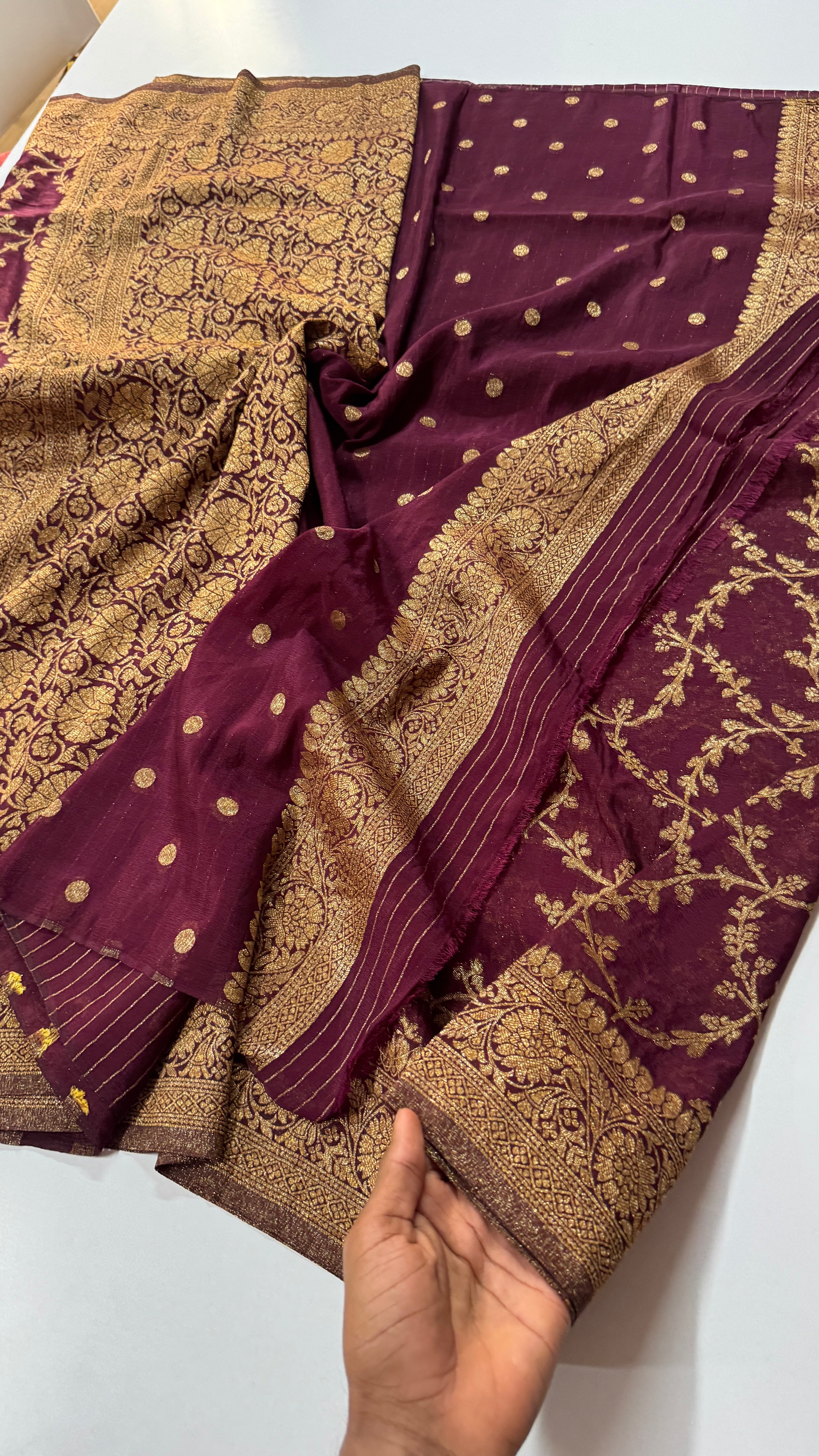 Khadi Georgette Jaal Saree-VARAHI060