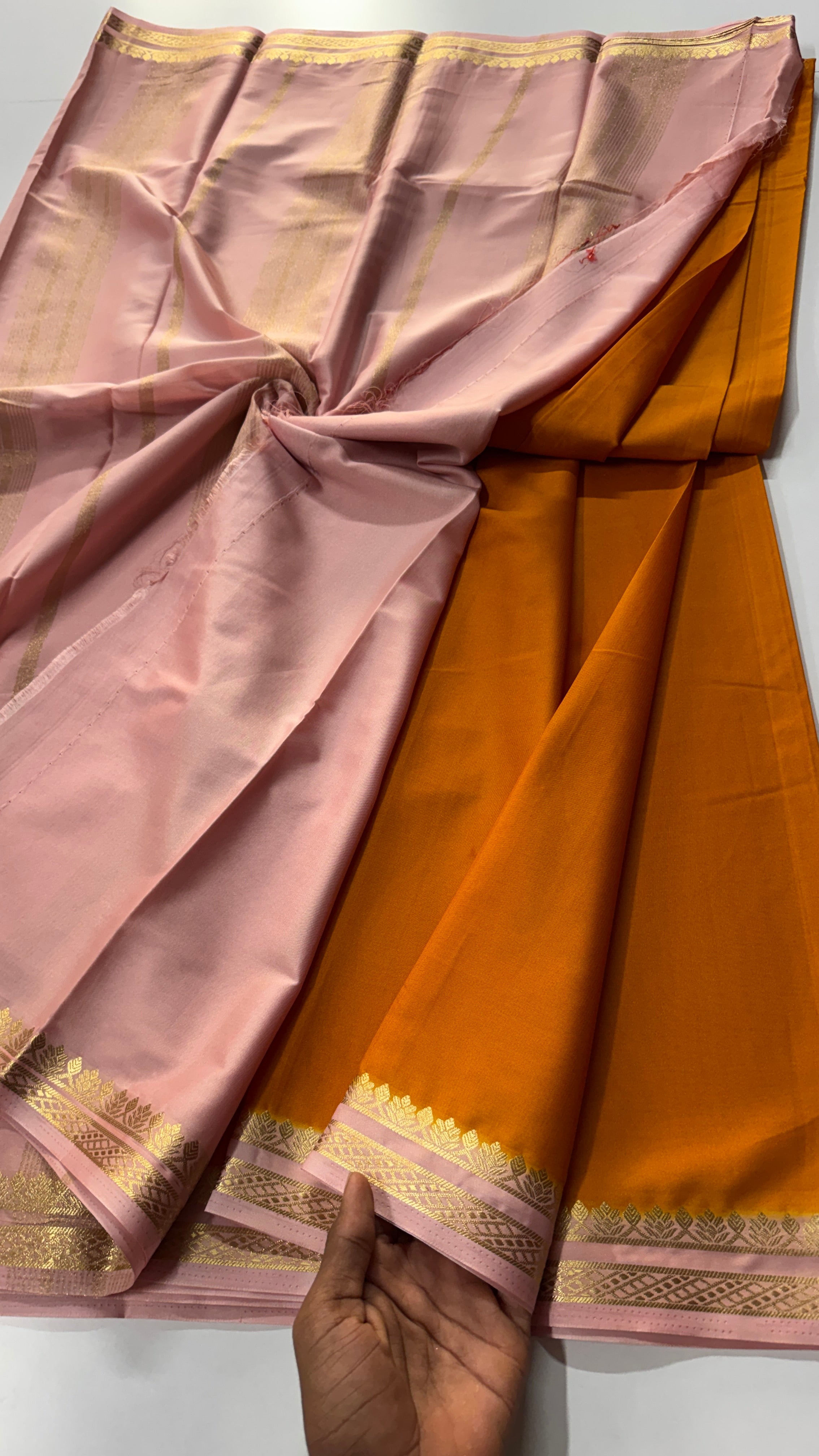1 Inch Semi Mysore Crepe Silk Saree-VARAHI66