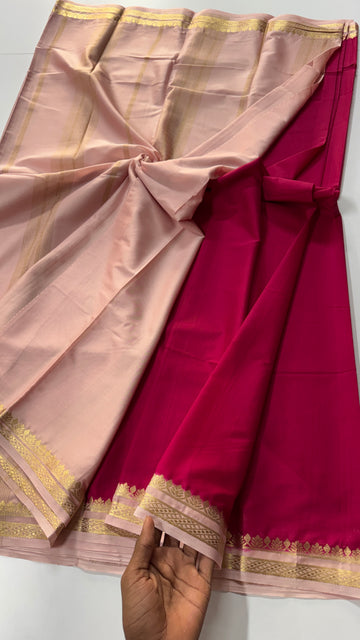 1 Inch Semi Mysore Crepe Silk Saree-VARAHI66