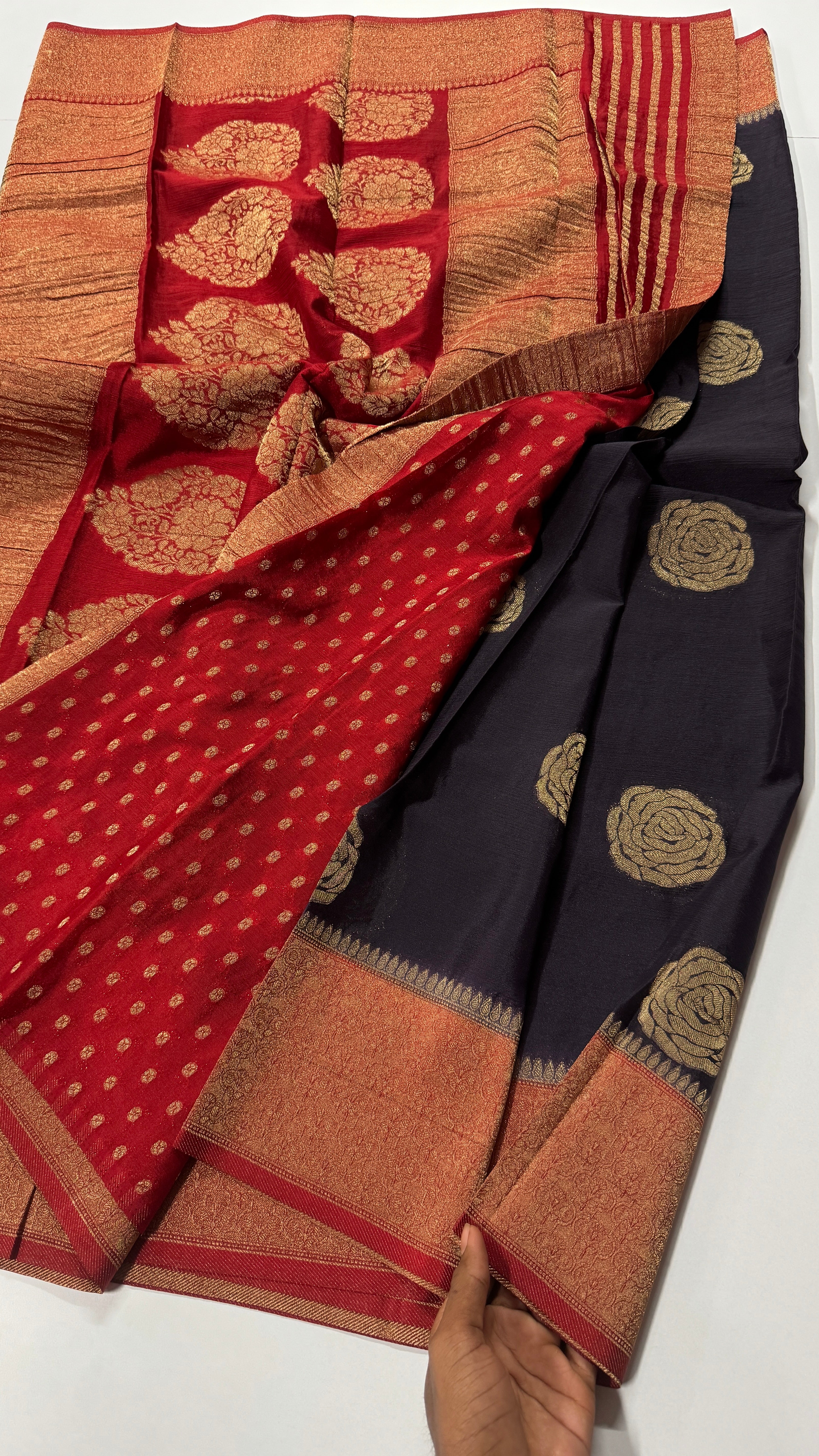 Georgette Crepe Rose Butta Saree-VARAHI088