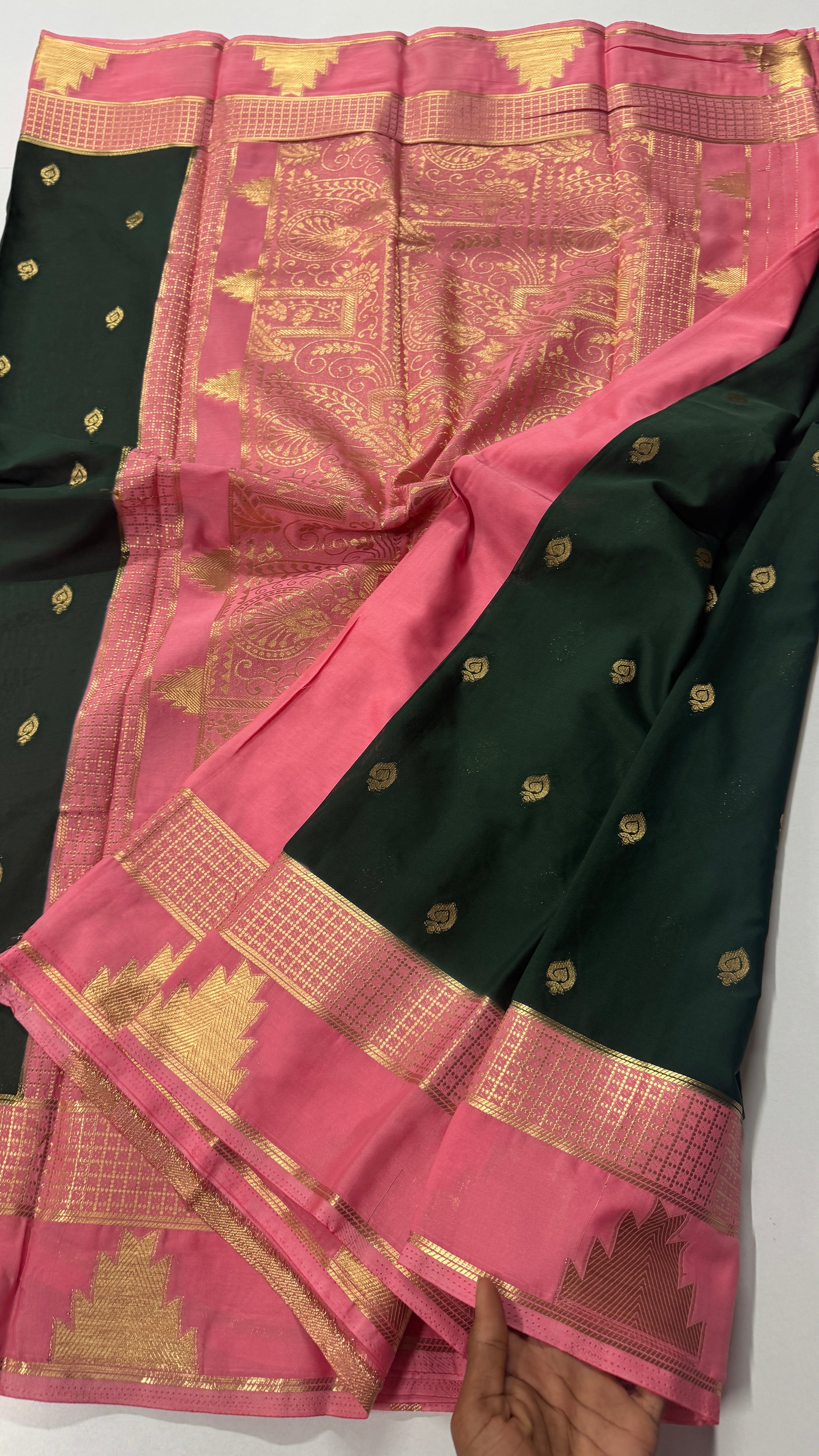 Semi Mysore Crepe Silk Saree – Temple Border-VARAHI108