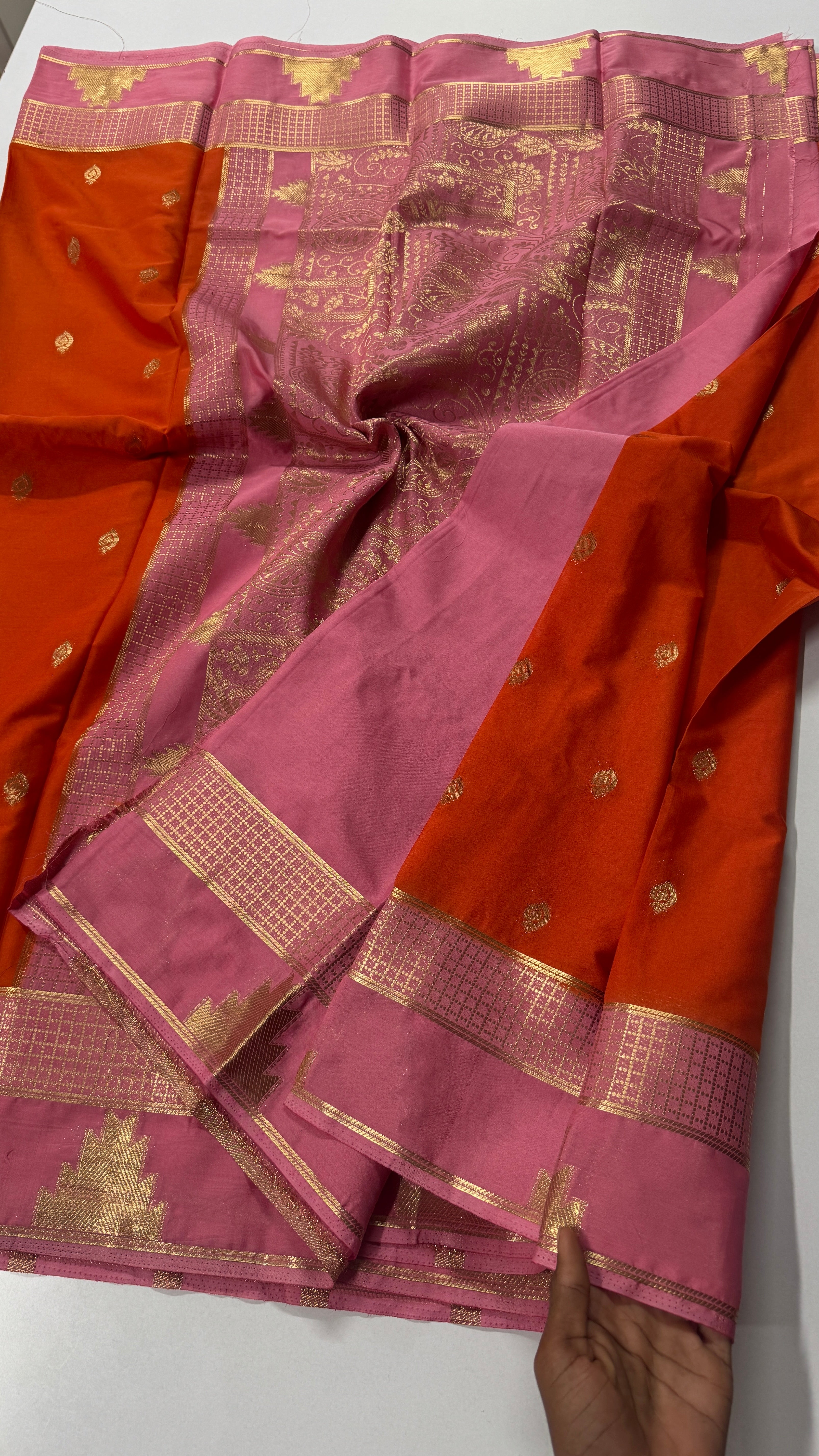Semi Mysore Crepe Silk Saree – Temple Border-VARAHI108