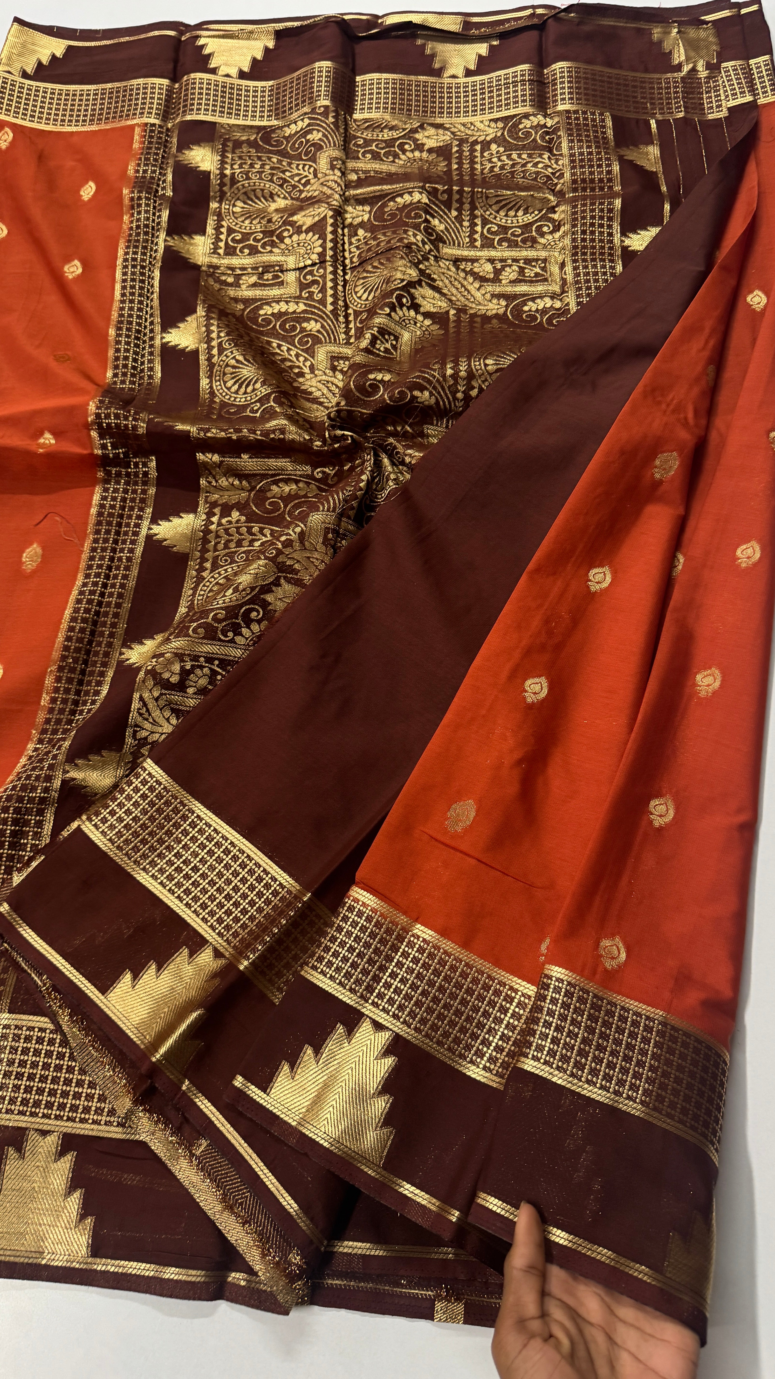 Semi Mysore Crepe Silk Saree – Temple Border-VARAHI108