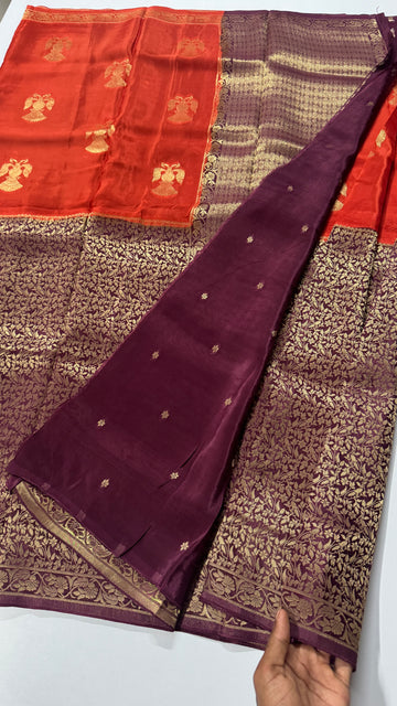 Pure Viscose Ganda Berunda & Jaal Pattern Half N Half Saree - VARAHI113