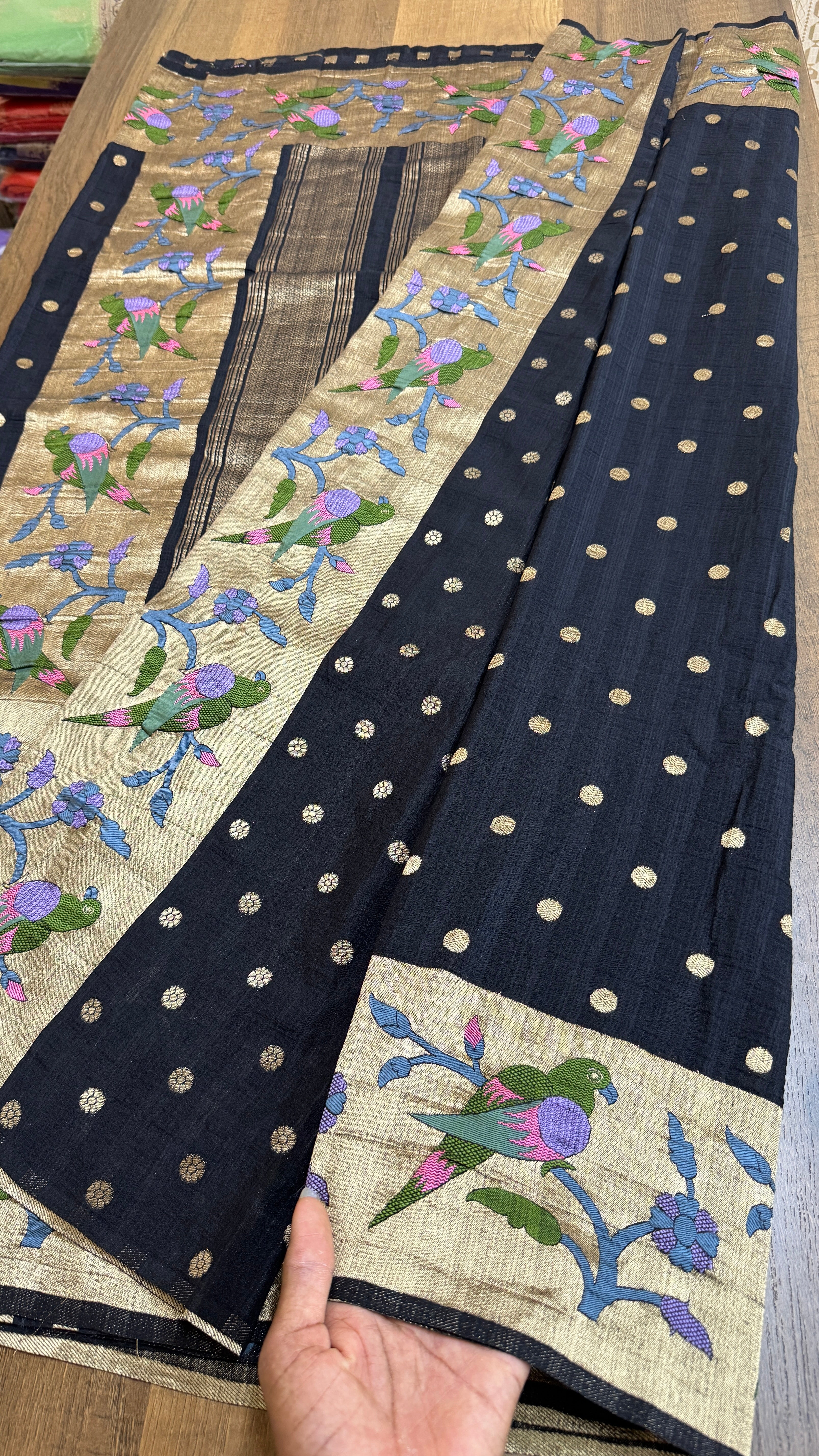 🖤 Tussar Saree – Black Beauty 🖤