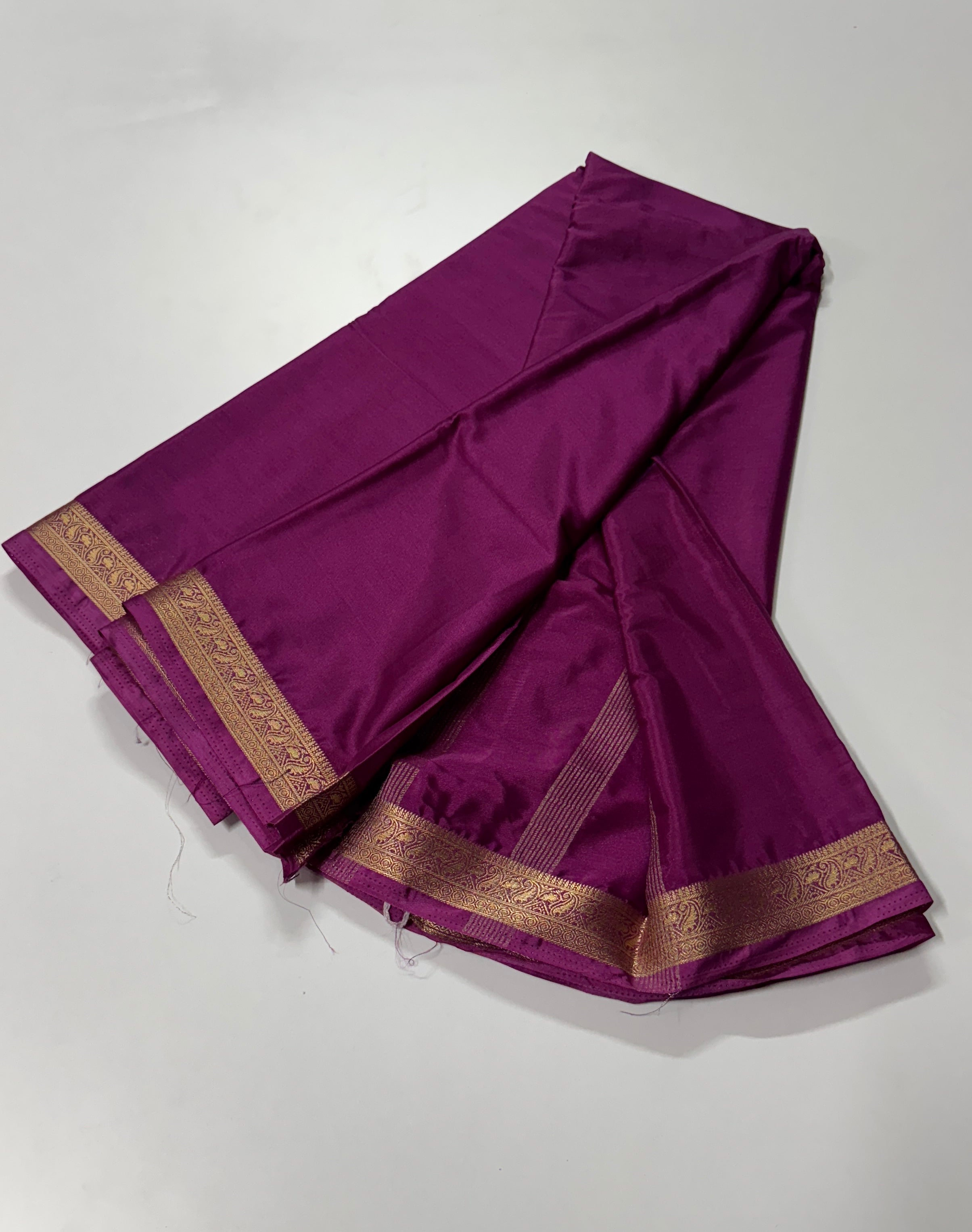Semi Mysore Crepe Silk Saree- Mango border