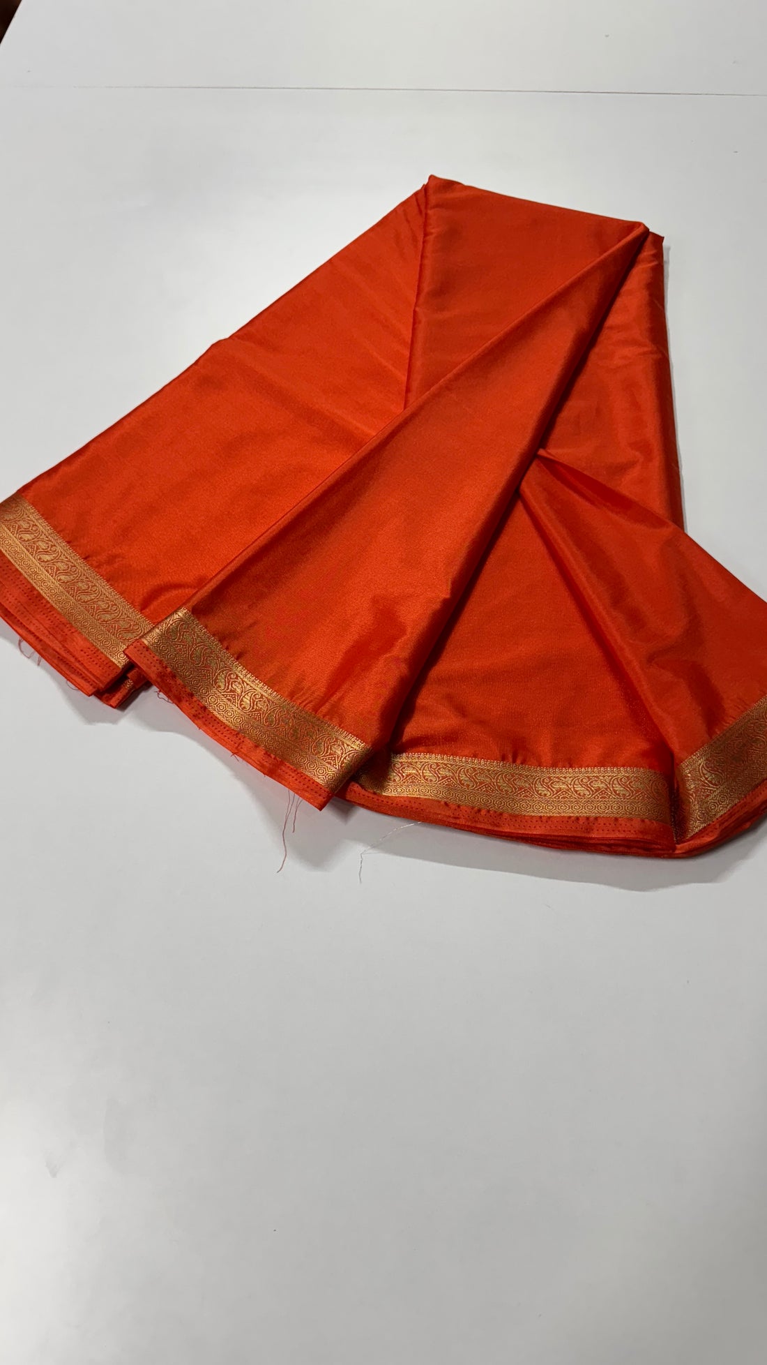 Semi Mysore Crepe Silk Saree- Mango border