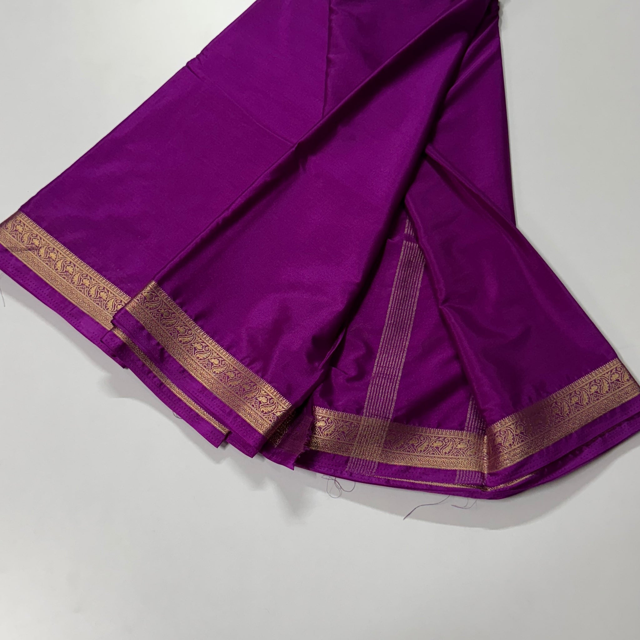 Semi Mysore Crepe Silk Saree- Mango border
