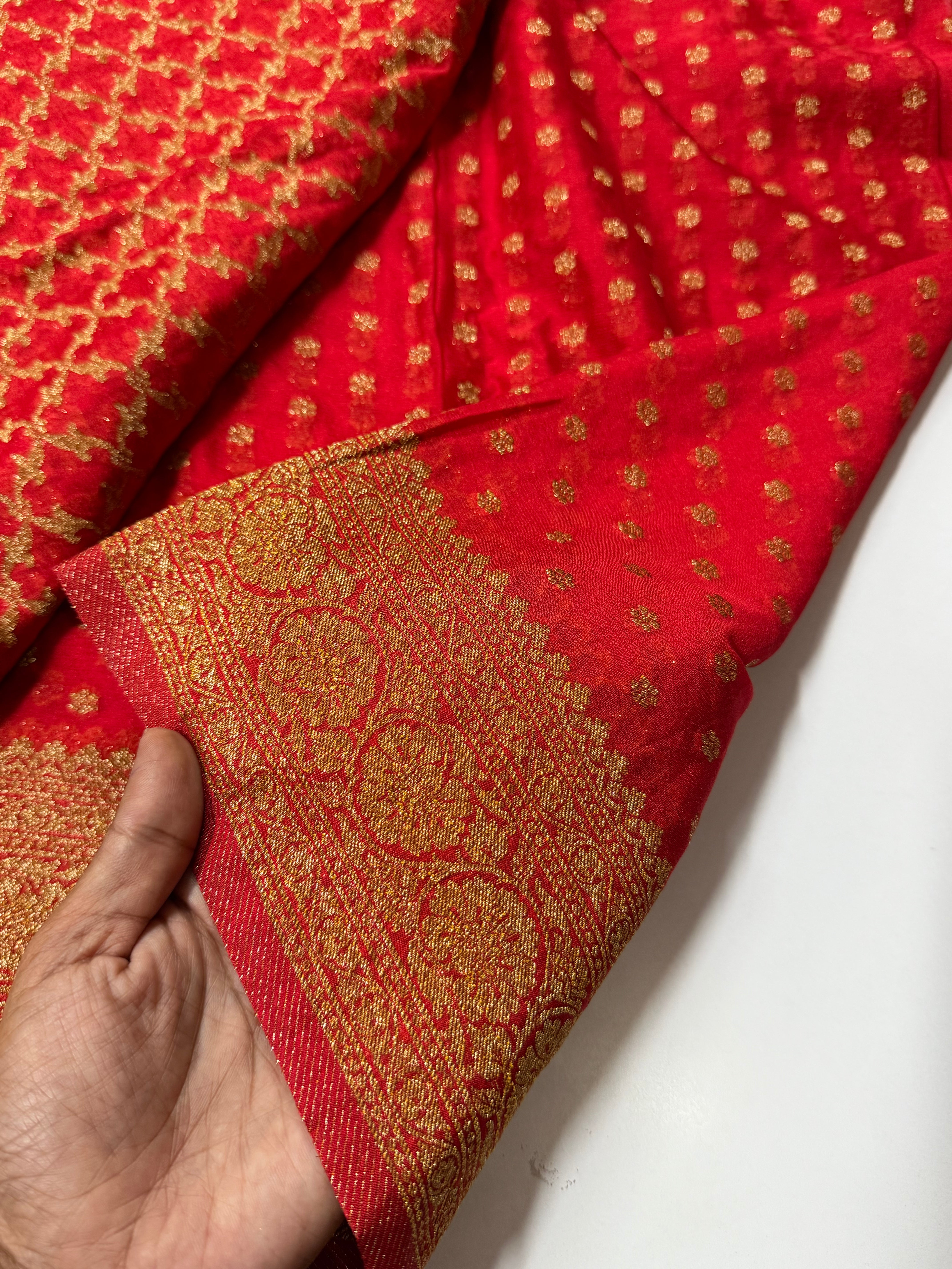 Red Star Butta Khadi Georgette Saree- VARAHI016