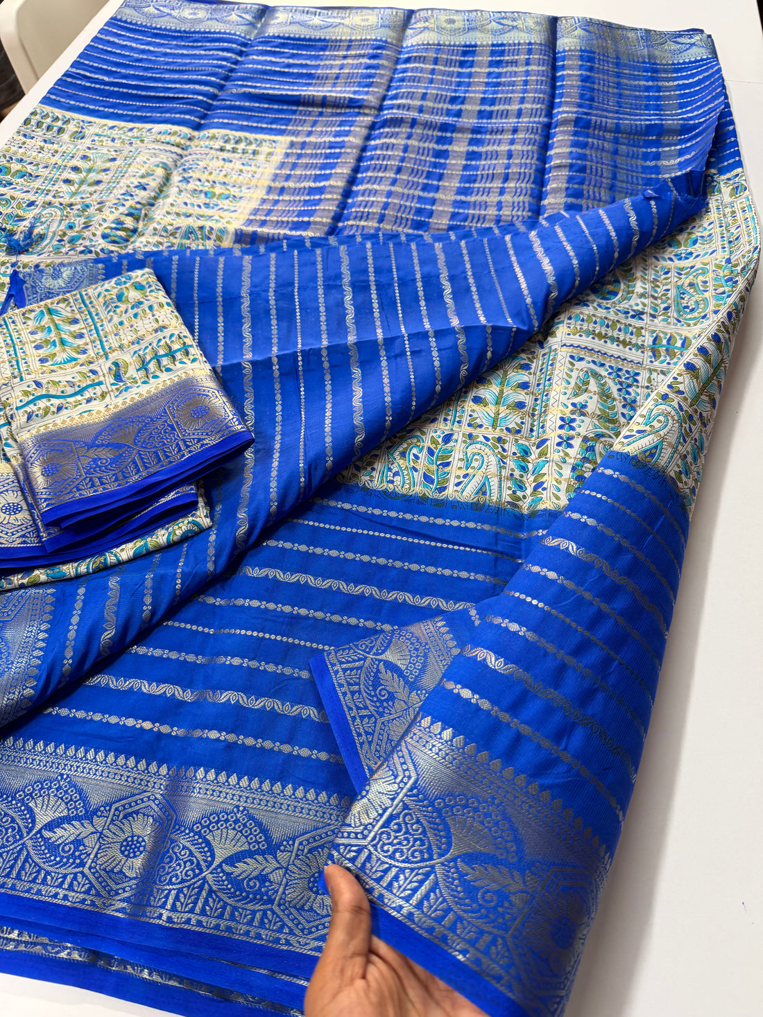 Premium Printed Semi Mysore Crepe Silk Saree - VARAHI021