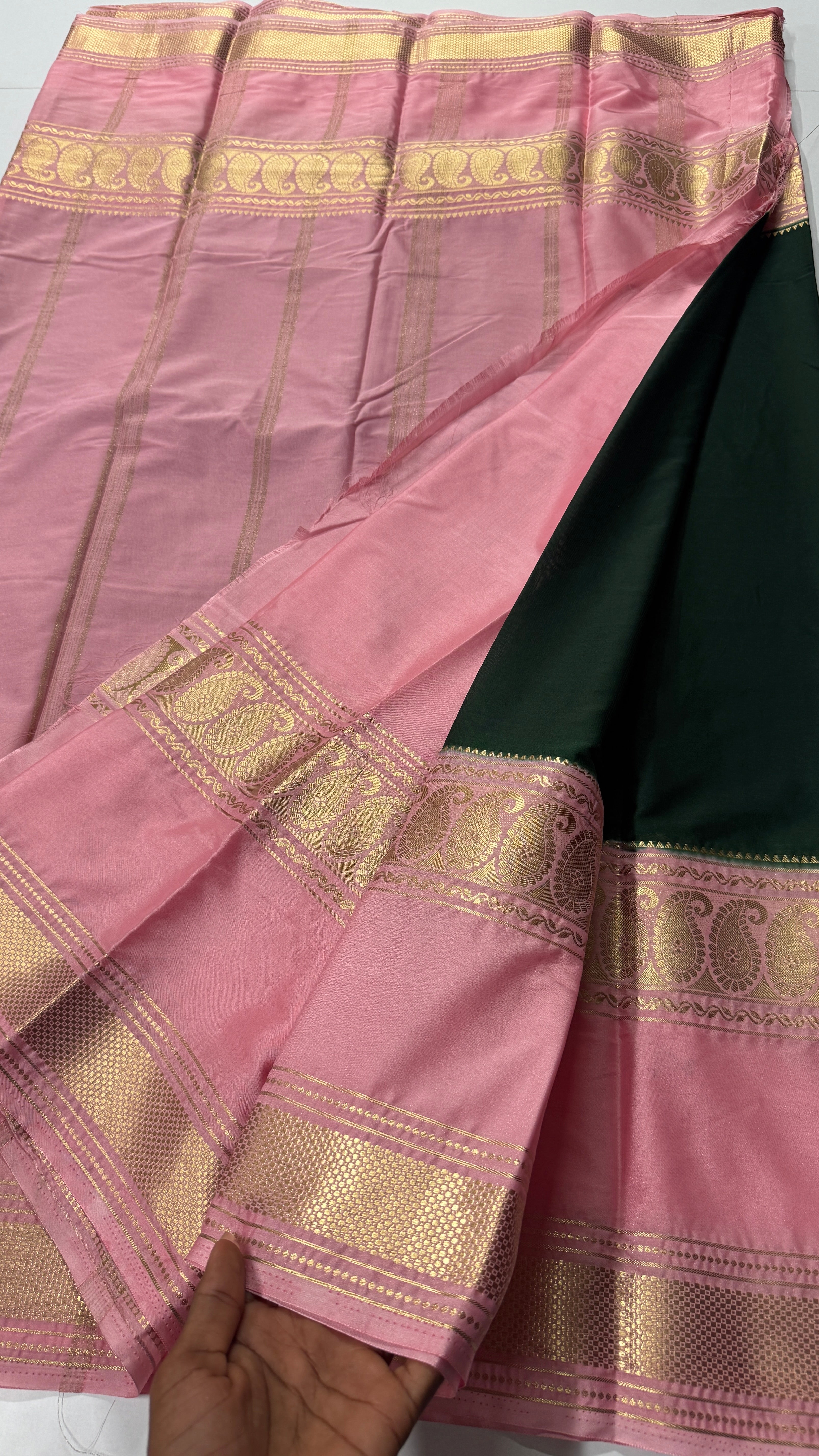 Mysore Crepe Silk Saree - Big Bentex Mango- VARAHI011