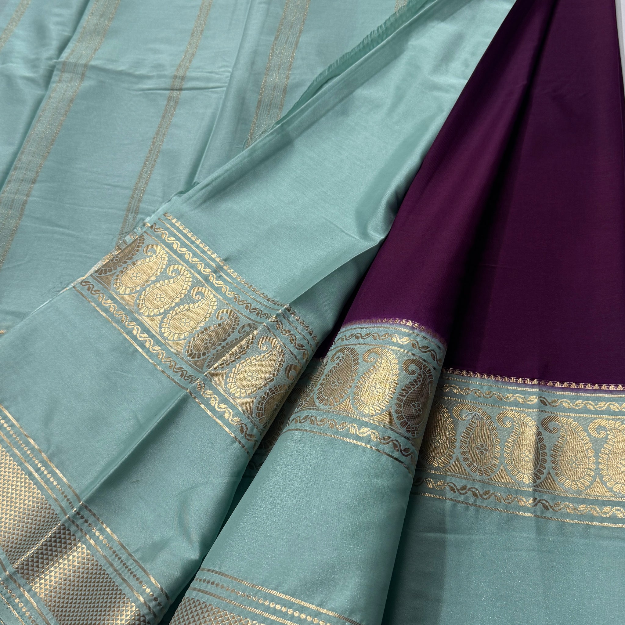 Mysore Crepe Silk Saree - Big Bentex Mango- VARAHI011