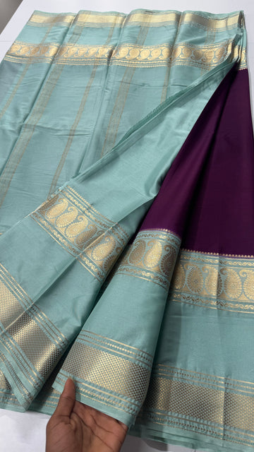 Mysore Crepe Silk Saree - Big Bentex Mango- VARAHI011