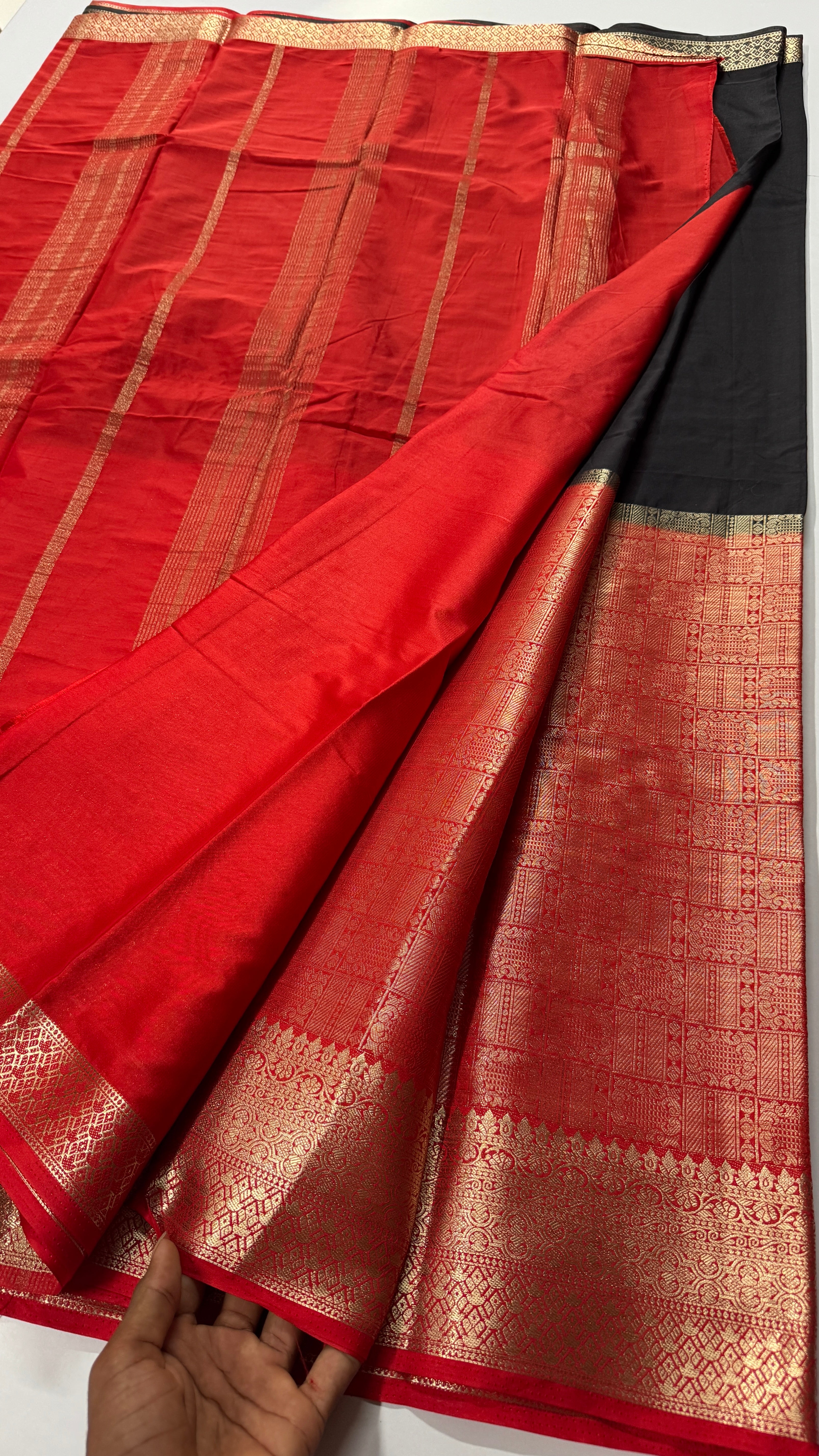 Half n Half Semi Mysore Crepe Silk Saree