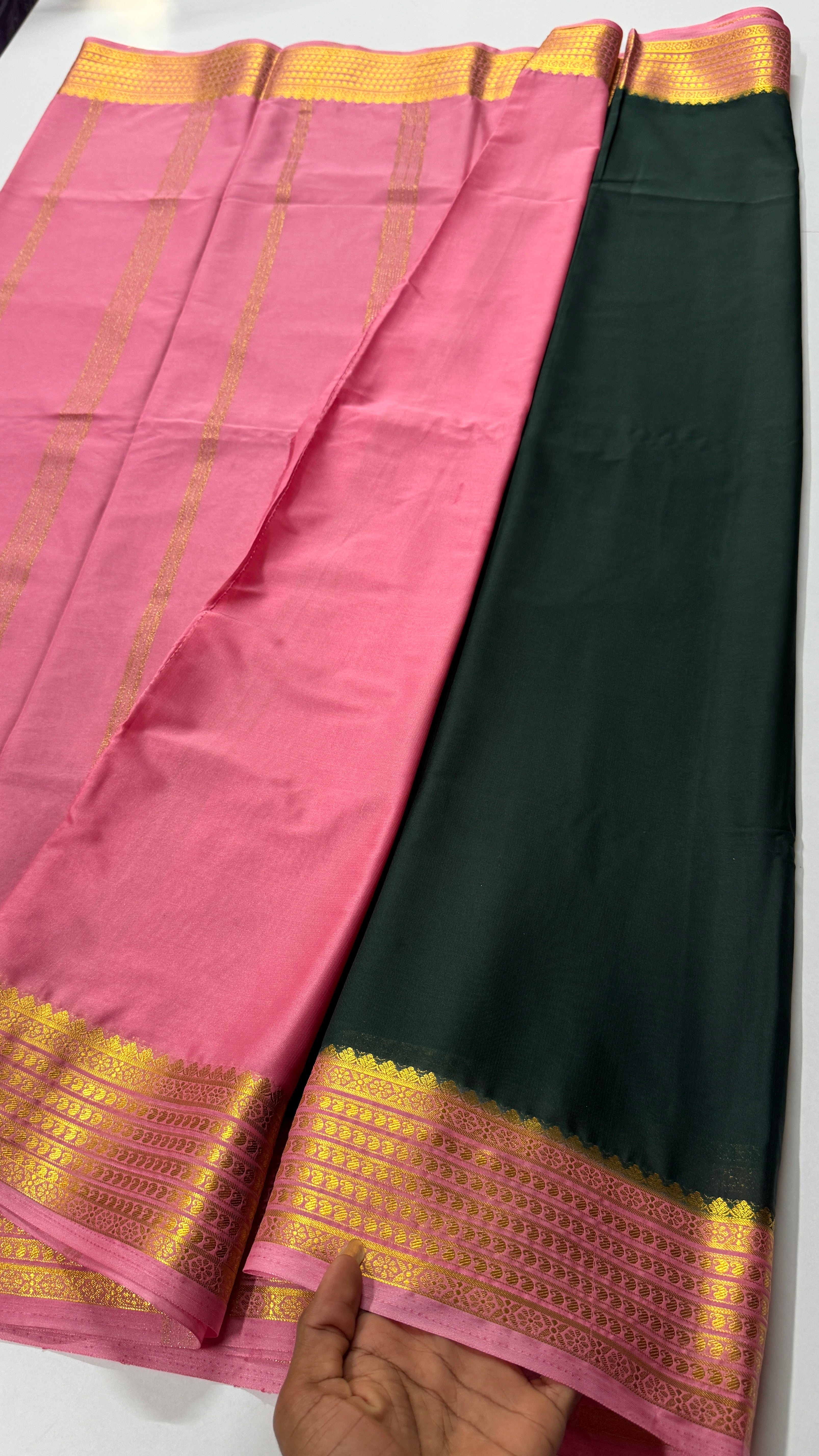 Mango Border Semi Mysore Crepe Silk Saree