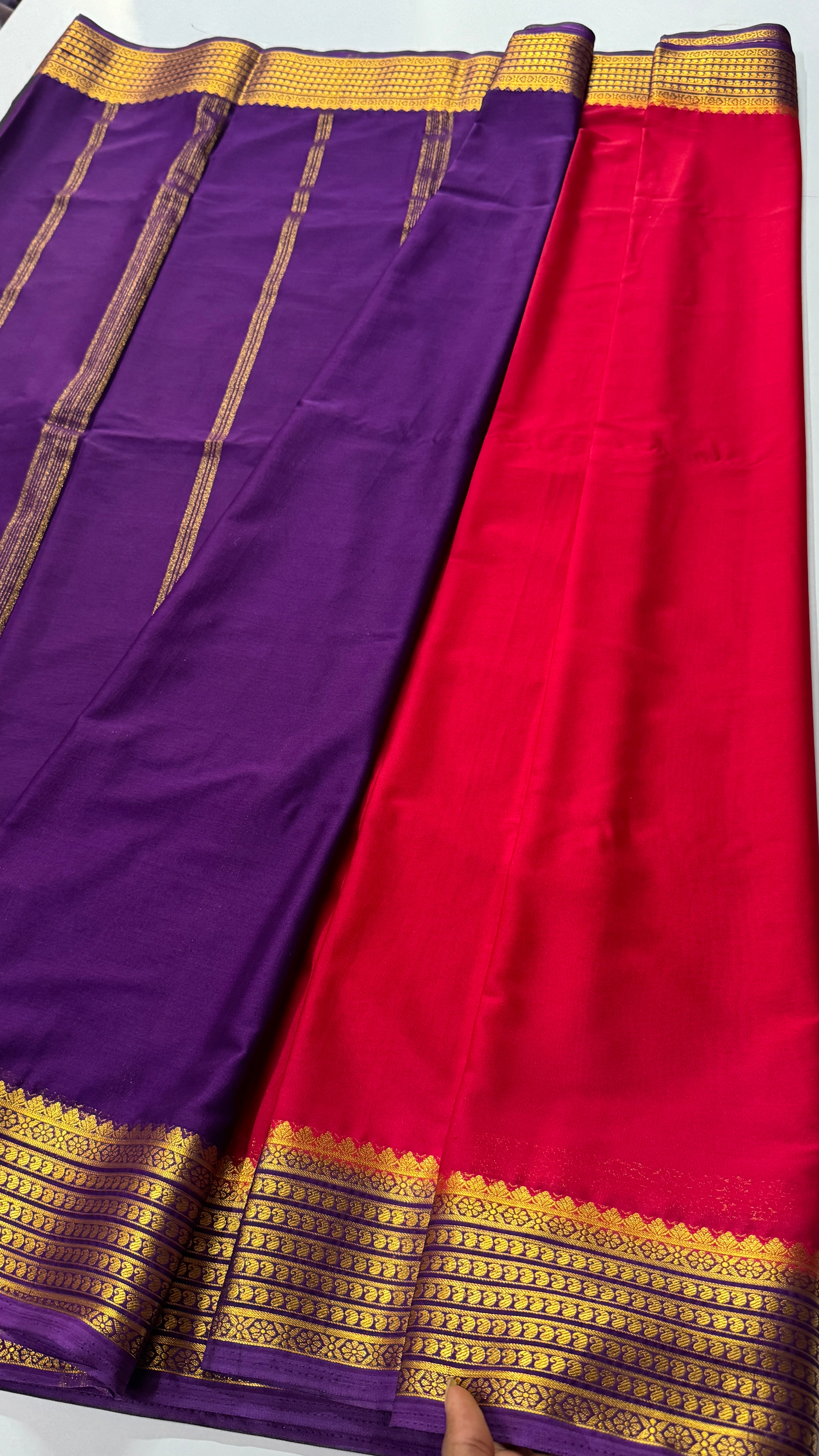 Mango Border Semi Mysore Crepe Silk Saree