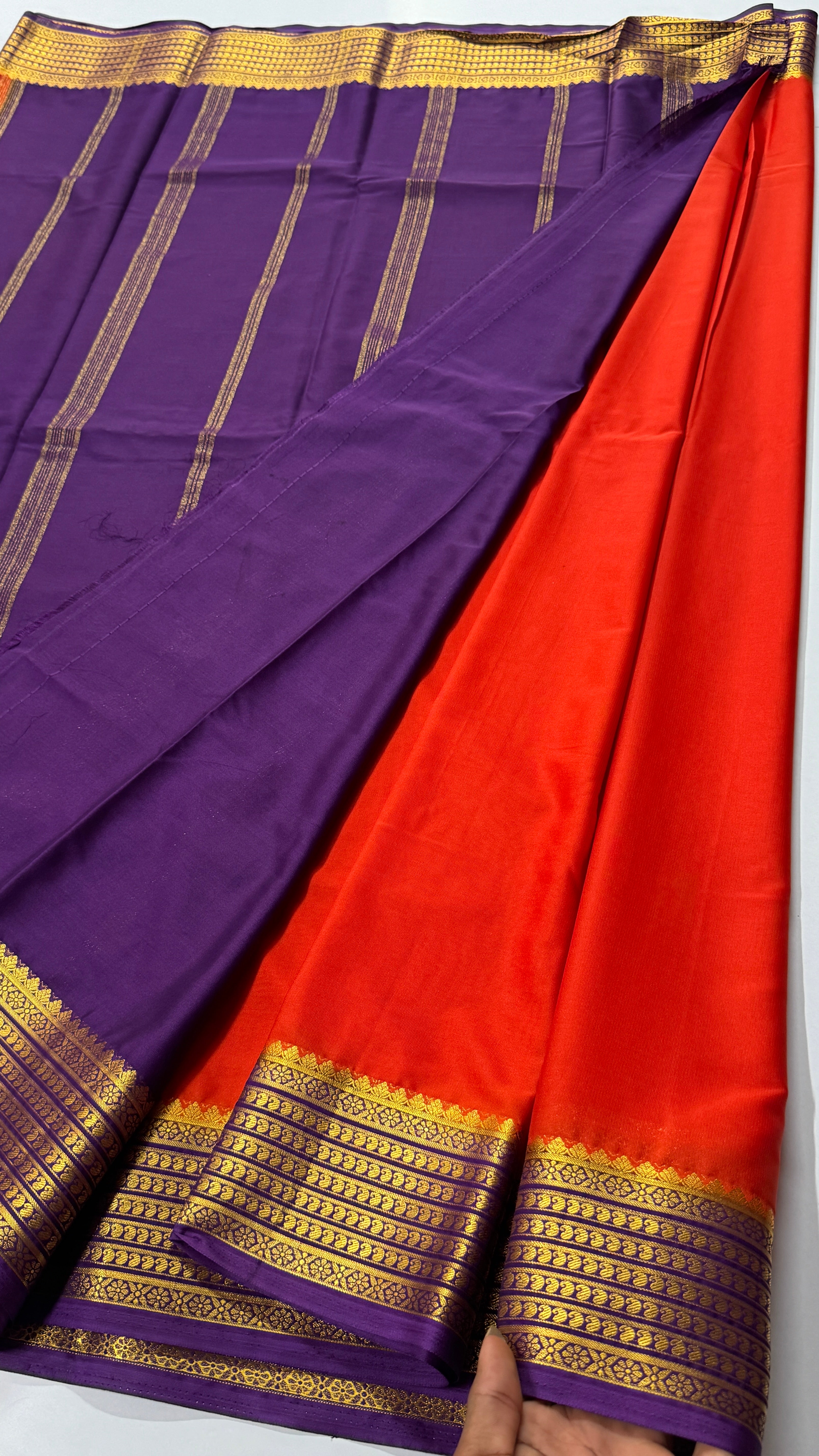 Mango Border Semi Mysore Crepe Silk Saree