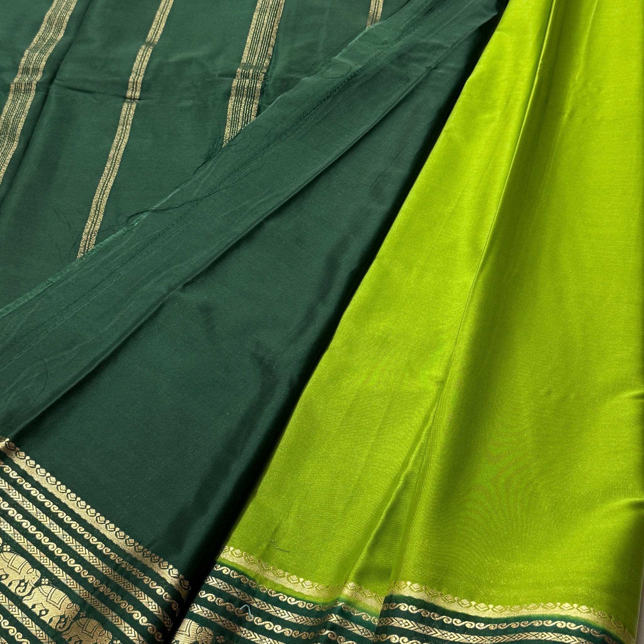 Elephant Border Semi Mysore Crepe Silk Saree