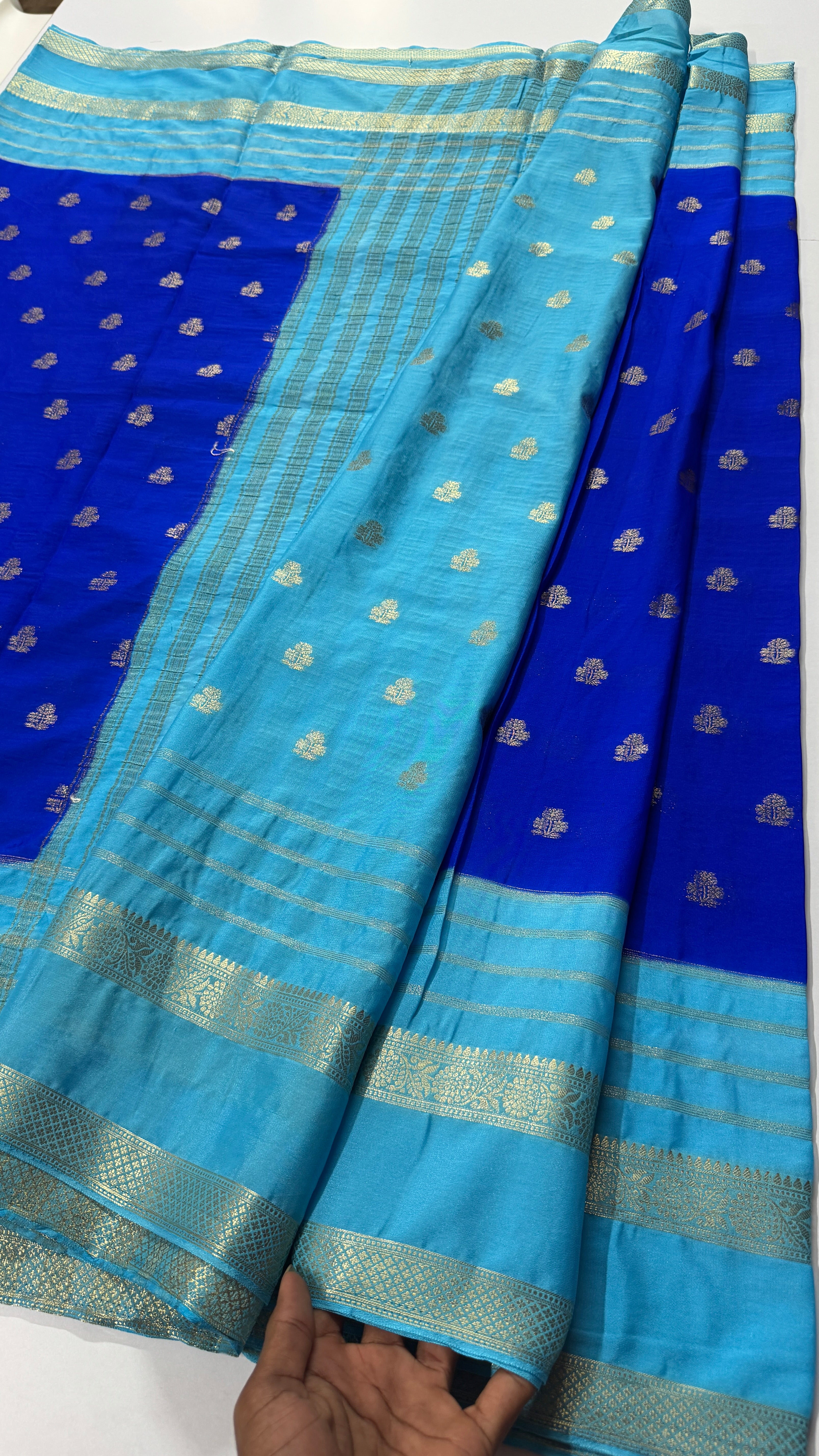 Semi Mysore Crepe Saree in Contrast- Premium
