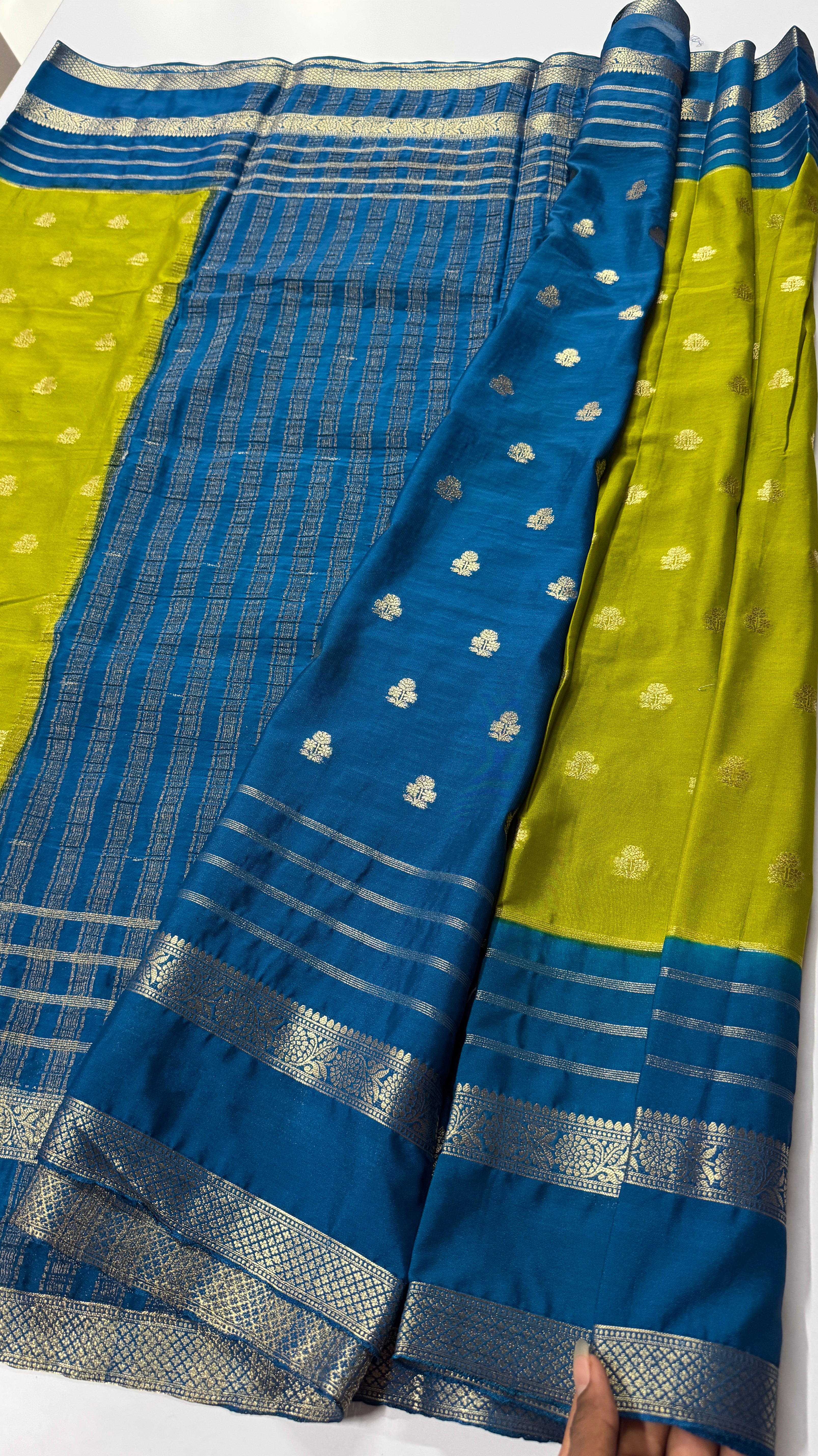 Semi Mysore Crepe Saree in Contrast- Premium