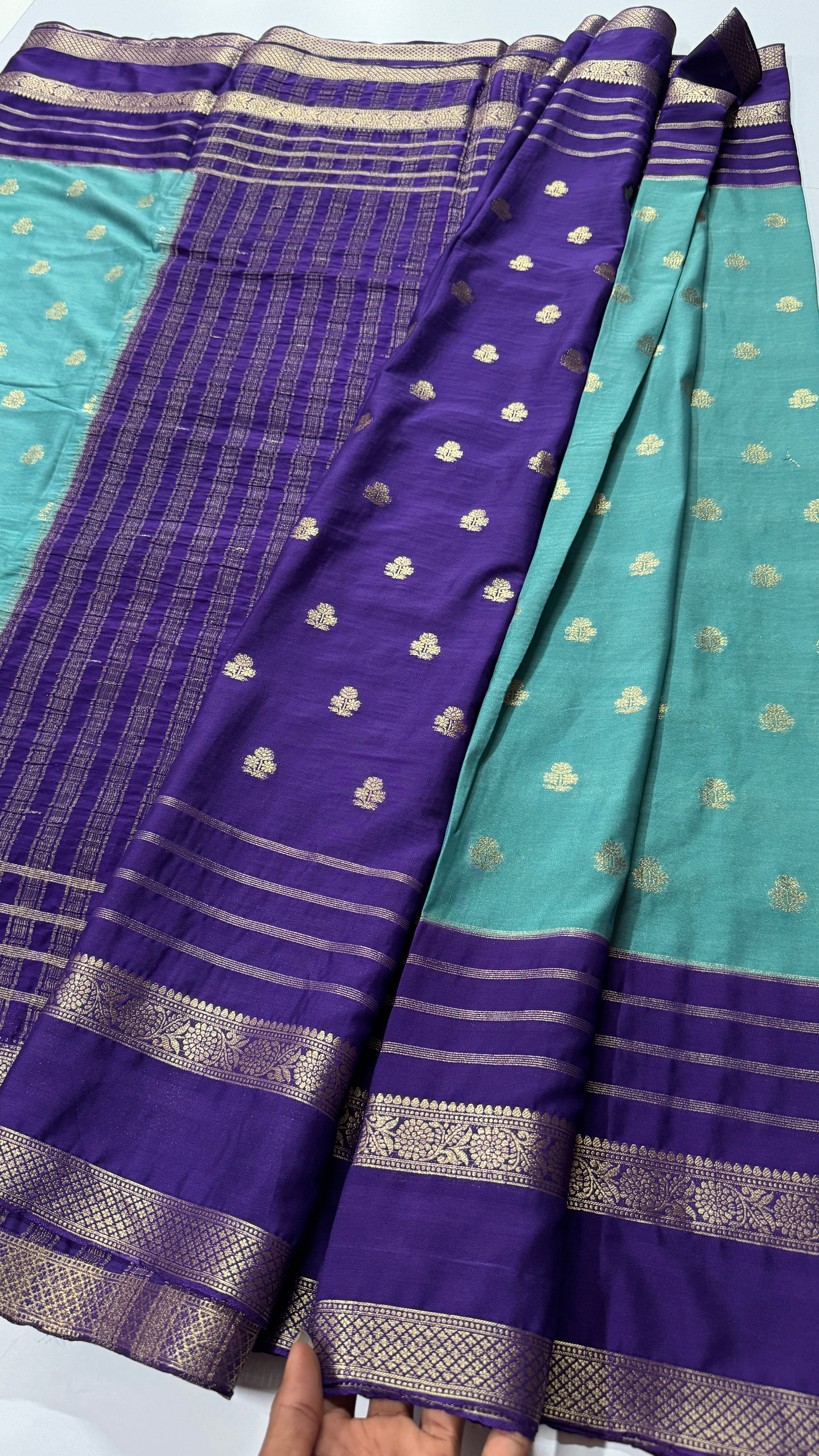 Semi Mysore Crepe Saree in Contrast- Premium