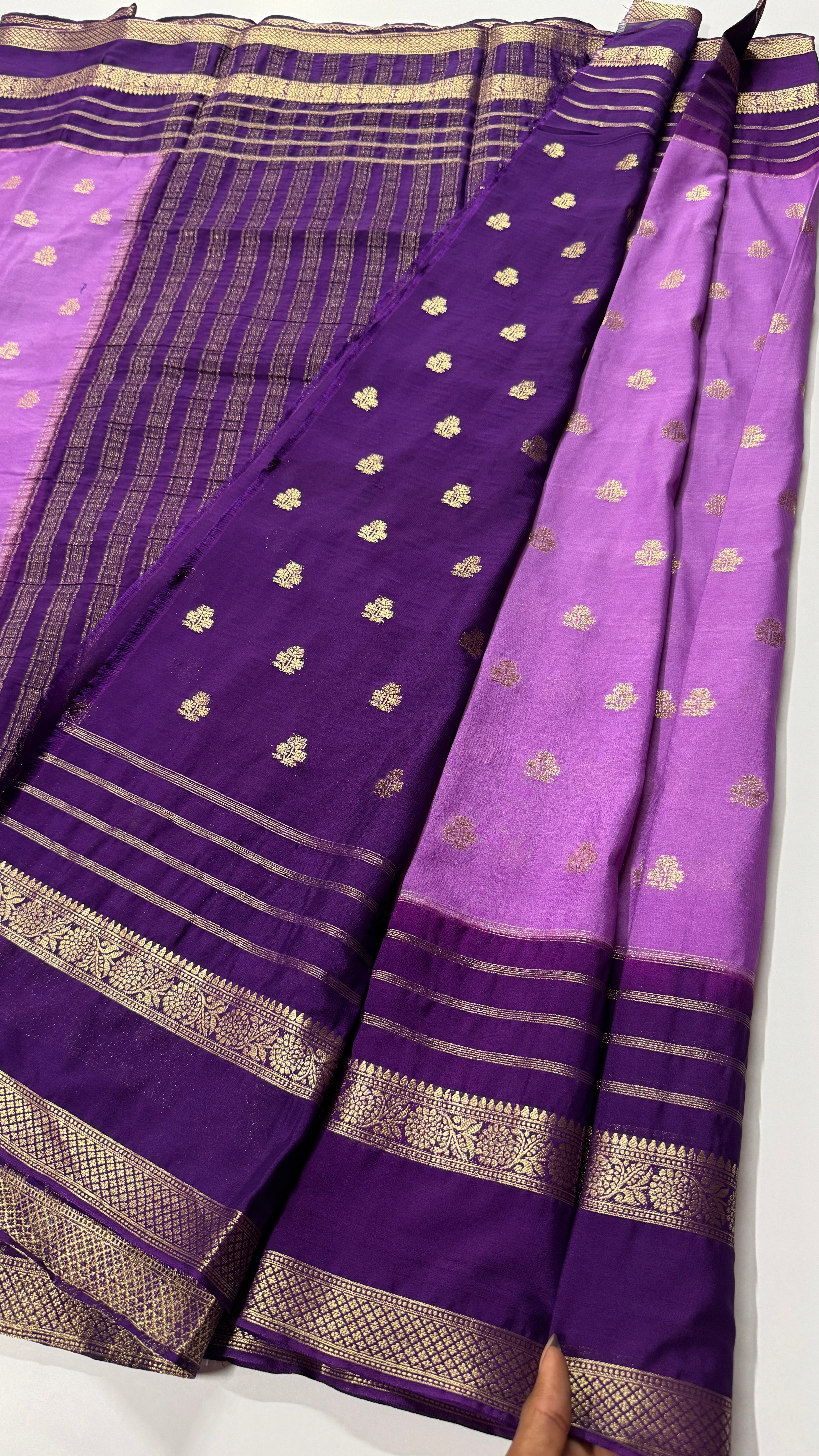 Semi Mysore Crepe Saree in Contrast- Premium
