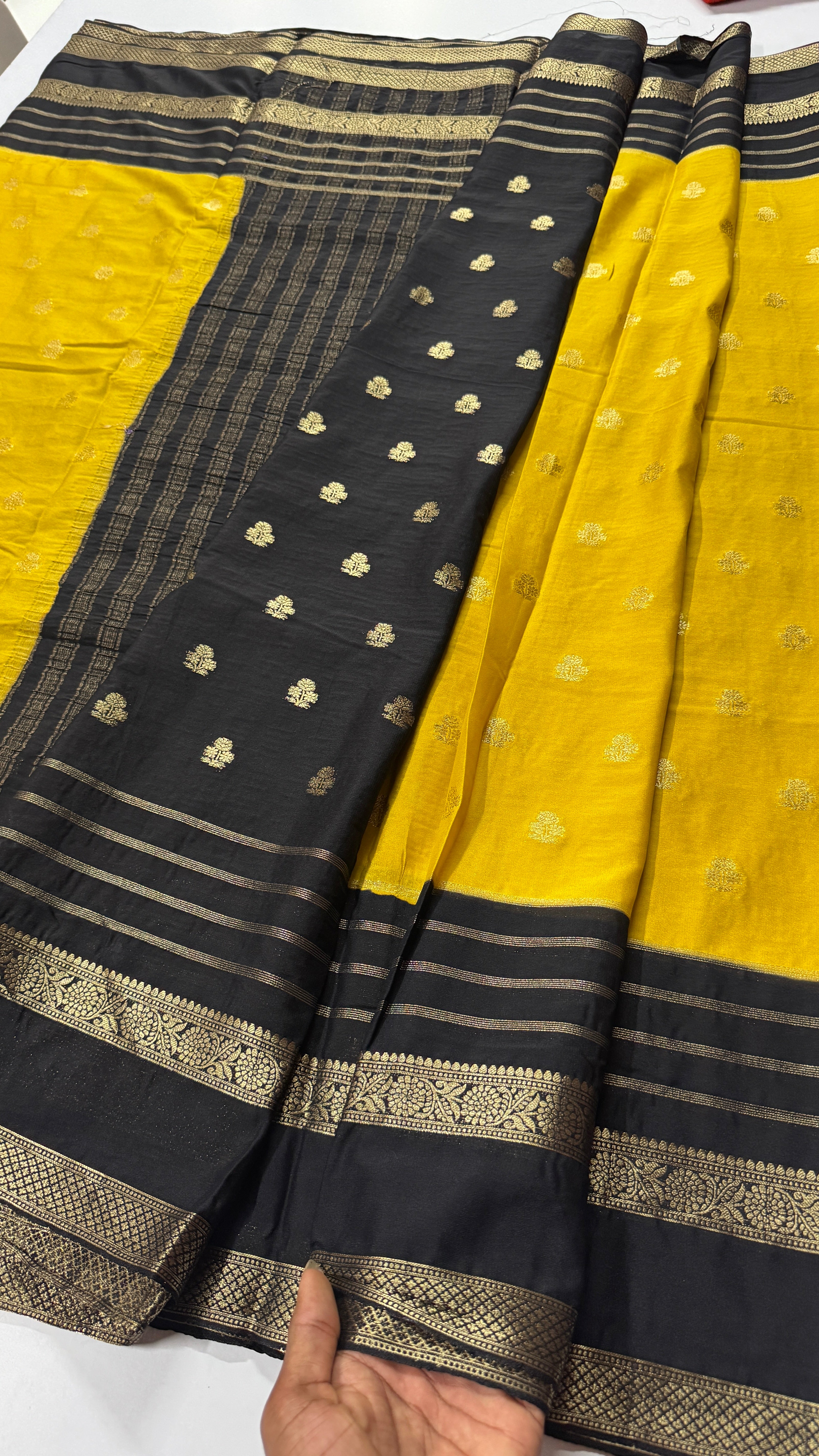 Semi Mysore Crepe Saree in Contrast- Premium