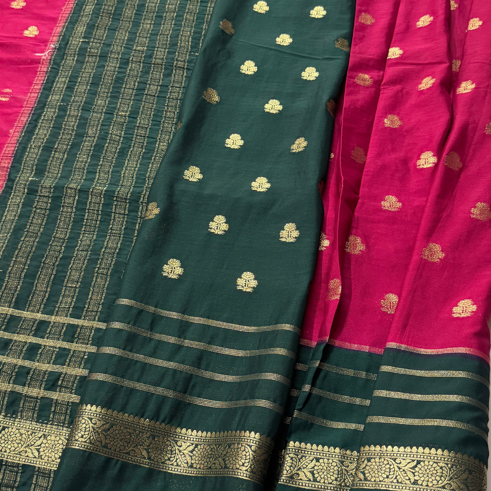 Semi Mysore Crepe Saree in Contrast- Premium