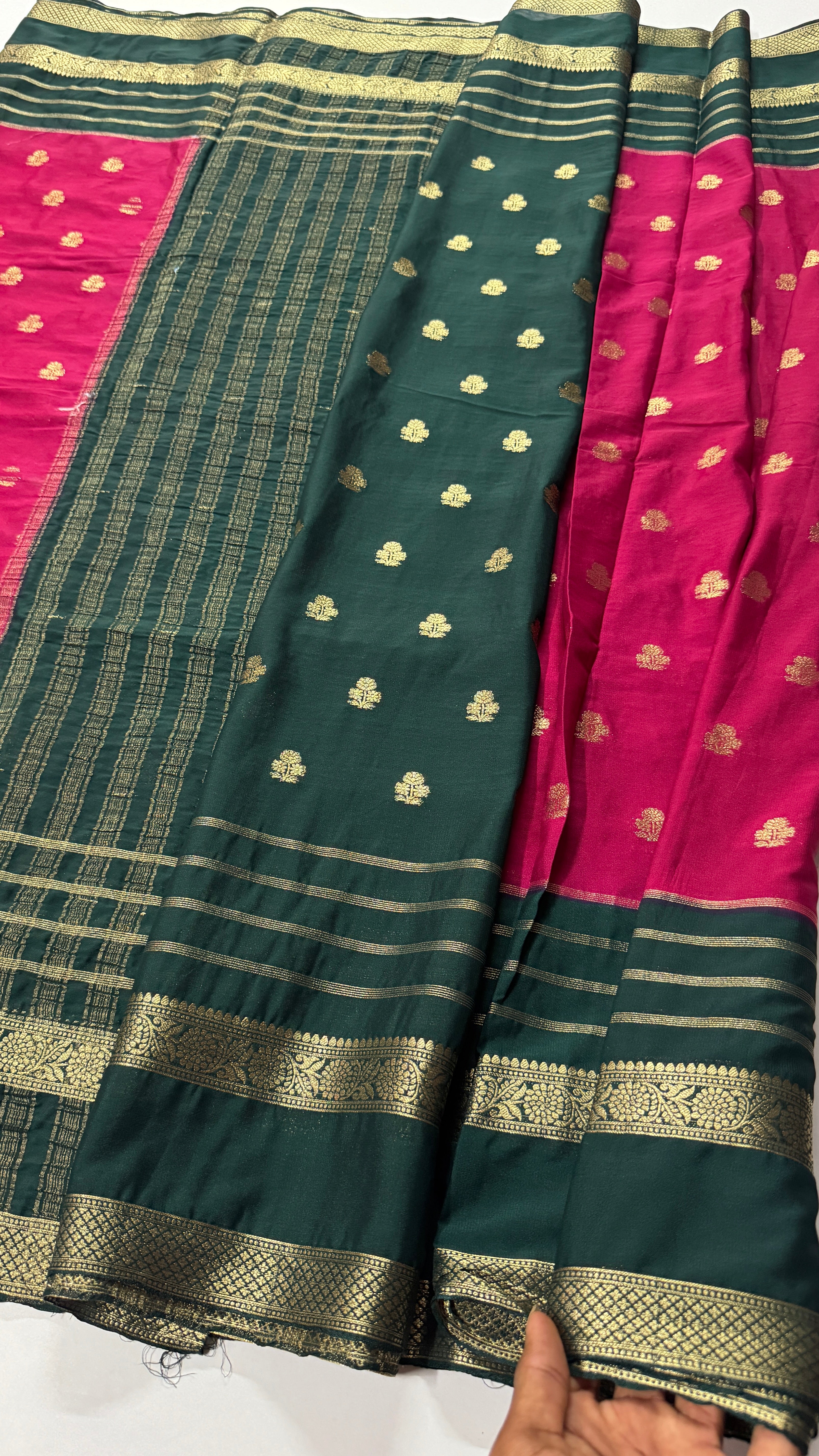 Semi Mysore Crepe Saree in Contrast- Premium