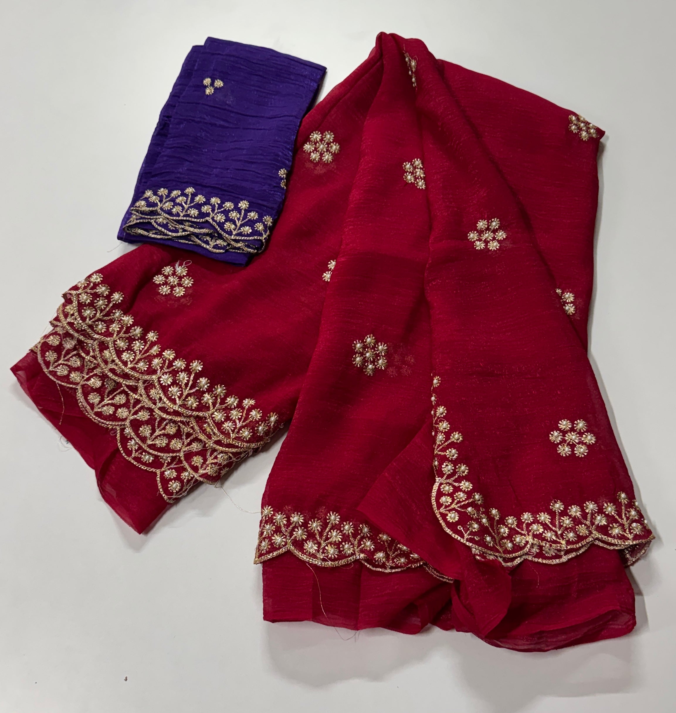 Tissue Saree- Pearl Scallop- Elegant Beauty