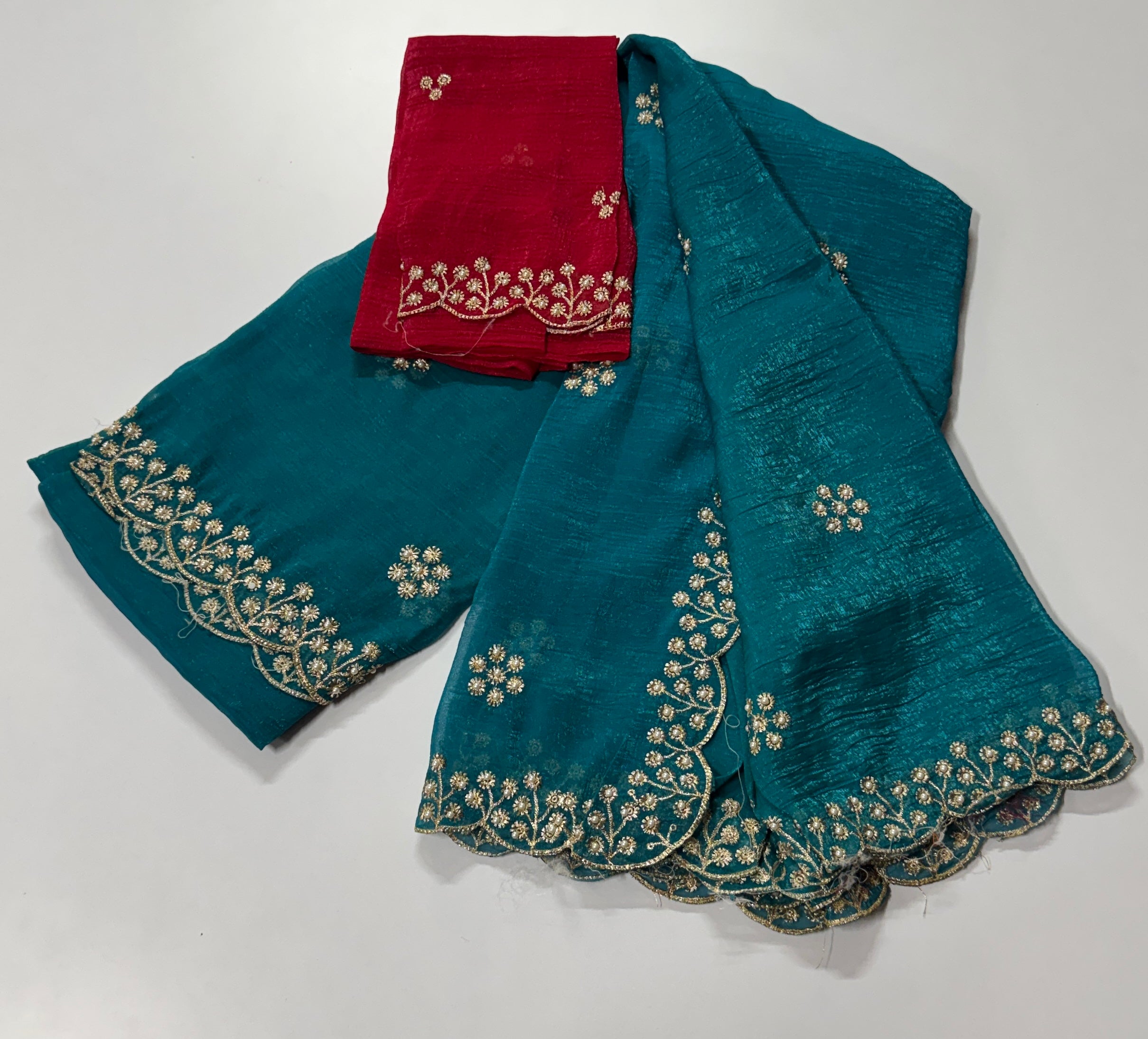Tissue Saree- Pearl Scallop- Elegant Beauty
